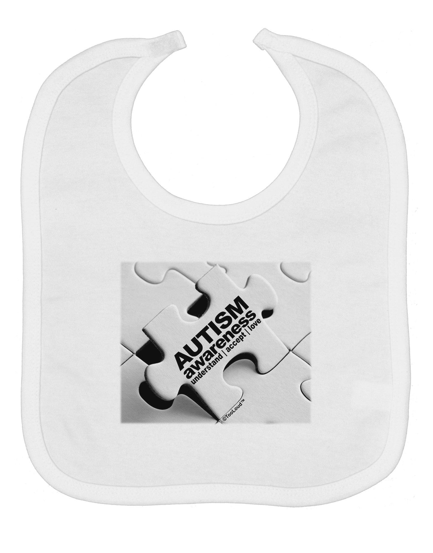 Autism Awareness - Puzzle Black & White Baby Bib
