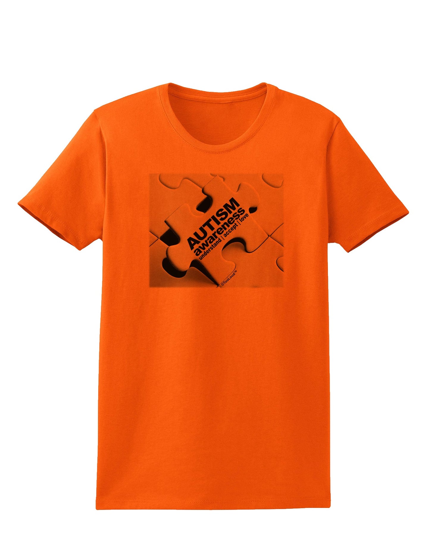 Autism Awareness - Puzzle Black & White Womens T-Shirt-Womens T-Shirt-TooLoud-Orange-X-Small-Davson Sales