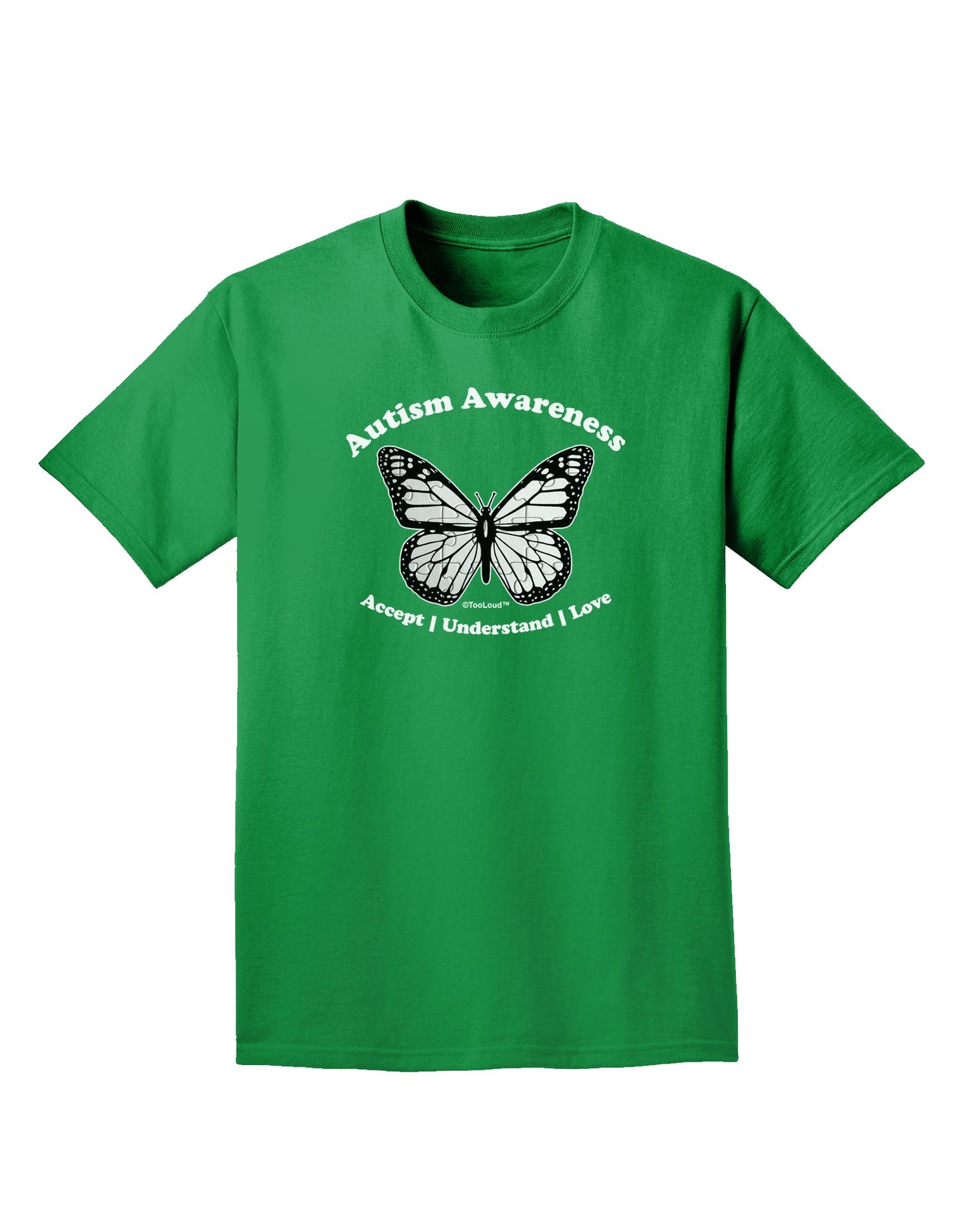Autism Awareness - Puzzle Piece Butterfly 2 Adult Dark T-Shirt-Mens T-Shirt-TooLoud-Kelly-Green-Small-Davson Sales