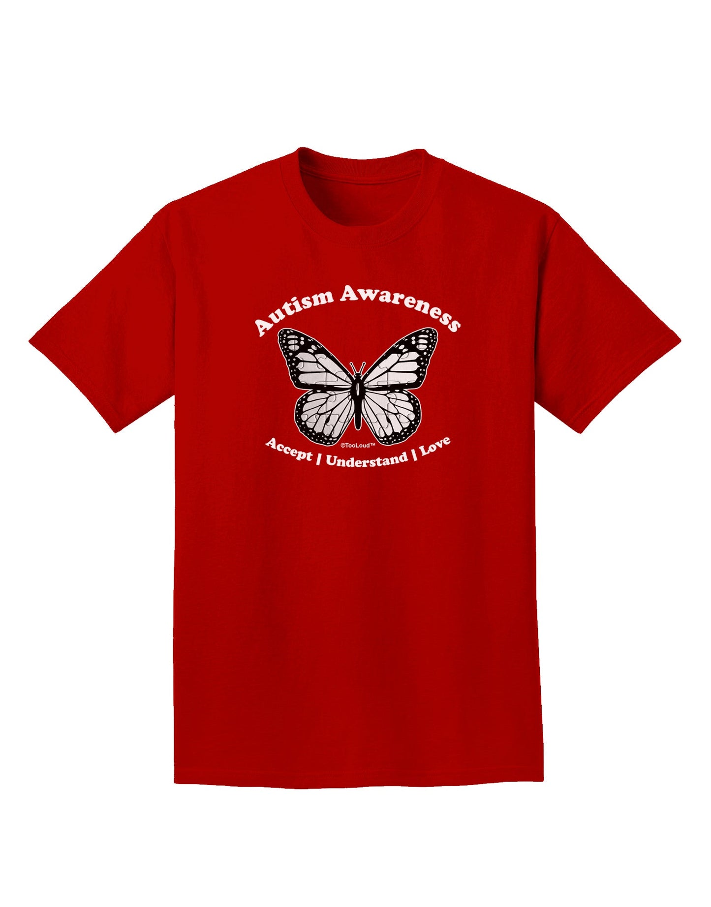 Autism Awareness - Puzzle Piece Butterfly 2 Adult Dark T-Shirt-Mens T-Shirt-TooLoud-Red-Small-Davson Sales