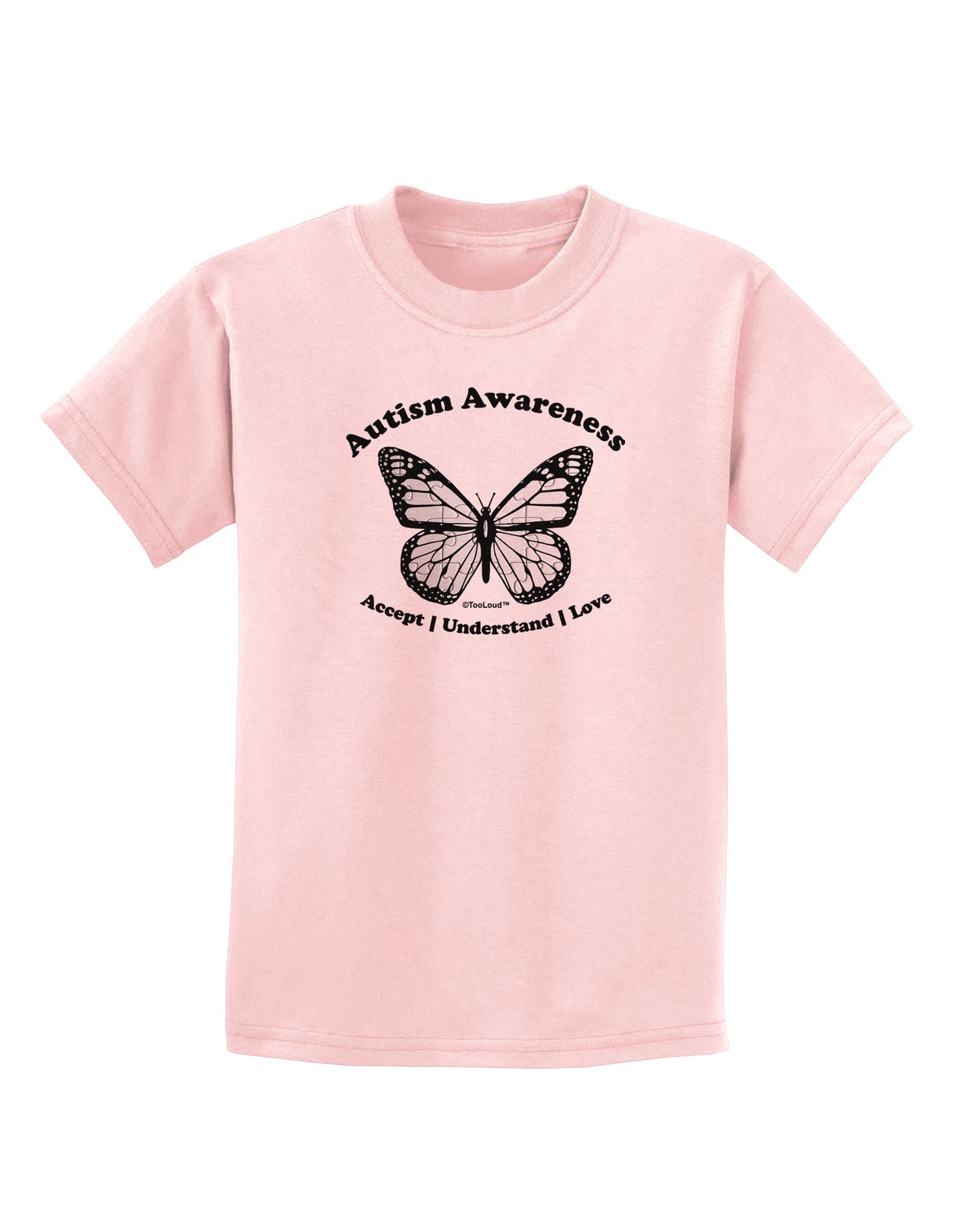 Autism Awareness - Puzzle Piece Butterfly 2 Childrens T-Shirt-Childrens T-Shirt-TooLoud-PalePink-X-Small-Davson Sales