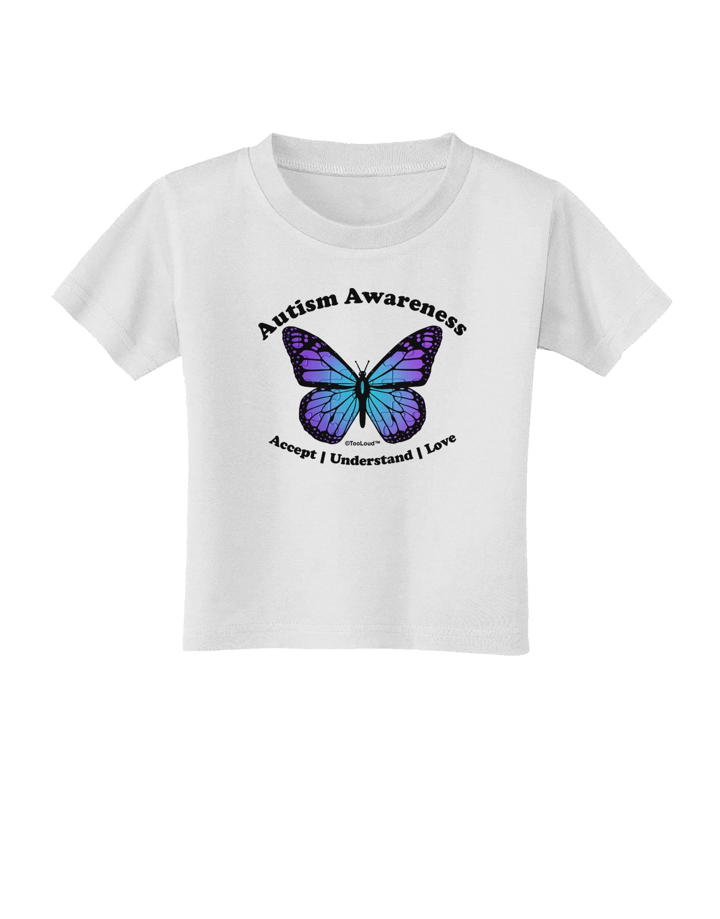 Autism Awareness - Puzzle Piece Butterfly Toddler T-Shirt-Toddler T-Shirt-TooLoud-White-2T-Davson Sales