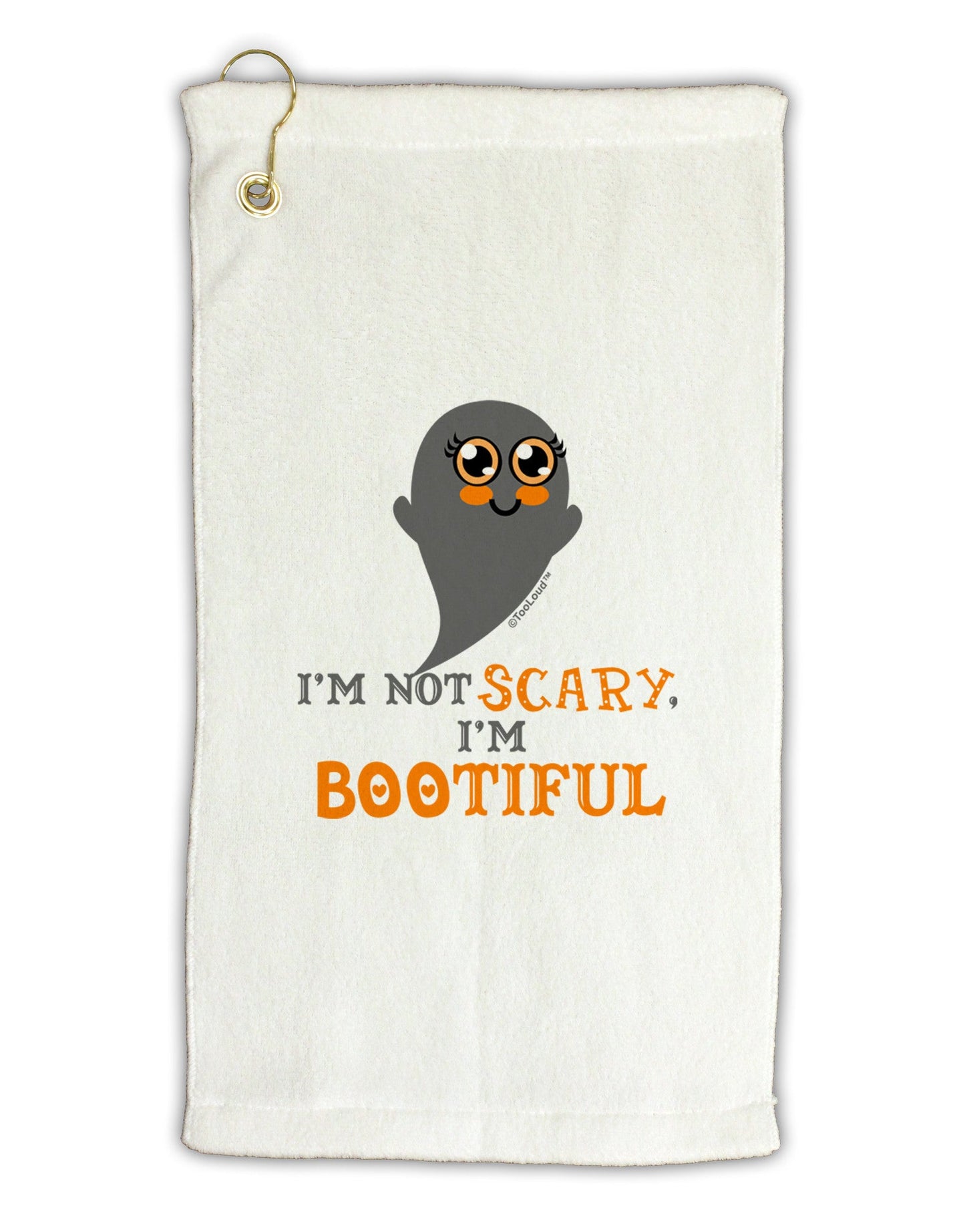 BOOtiful Ghost Orange Micro Terry Gromet Golf Towel 16 x 25 inch-Golf Towel-TooLoud-White-Davson Sales