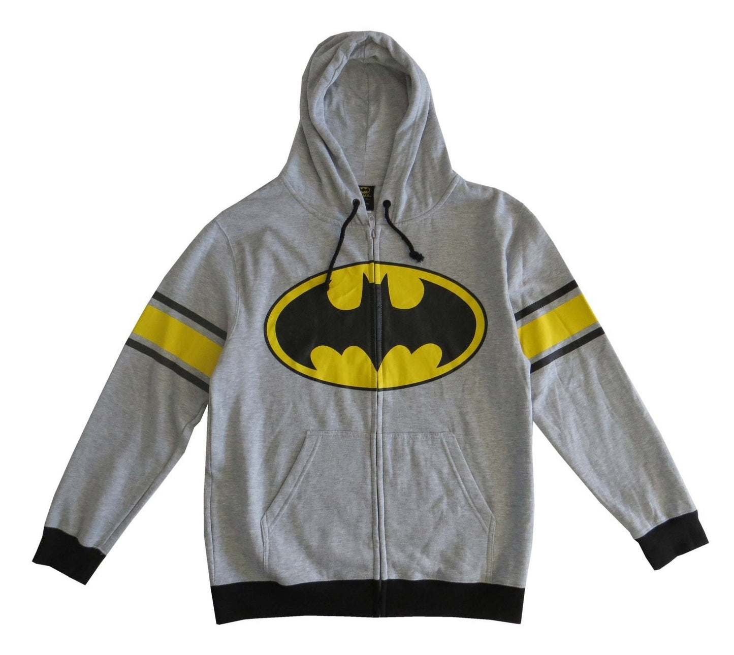 Batman Logo Sleeve Silver Zip Hoodie P-Hoodie-ThatWear-Grey-XXL-Davson Sales