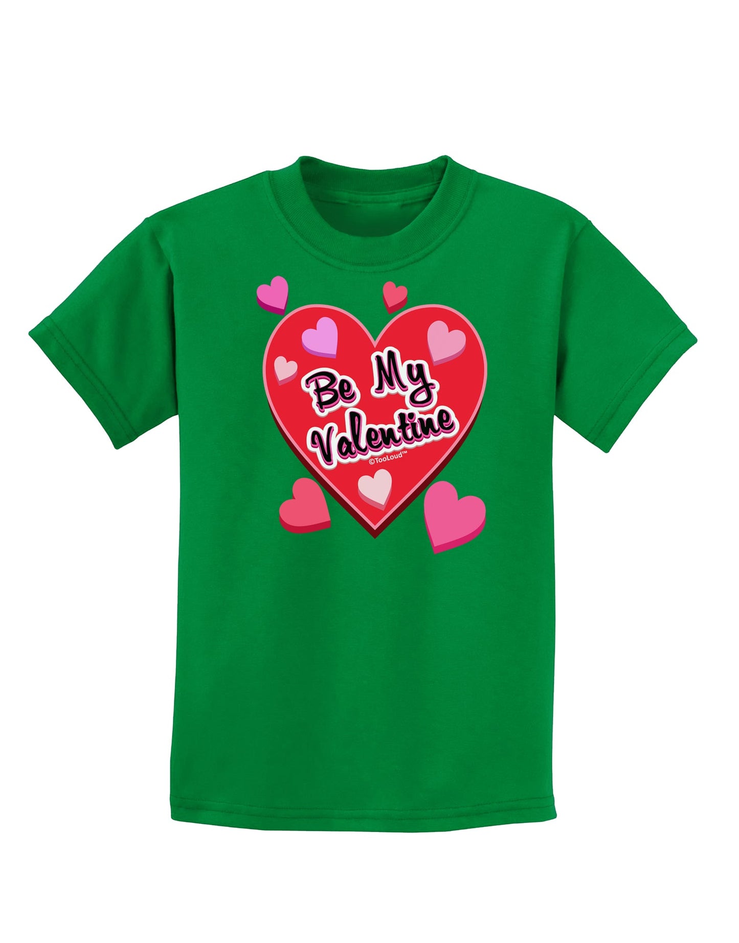 Be My Valentine Romantic Hearts Childrens Dark T-Shirt-Childrens T-Shirt-TooLoud-Kelly-Green-X-Small-Davson Sales