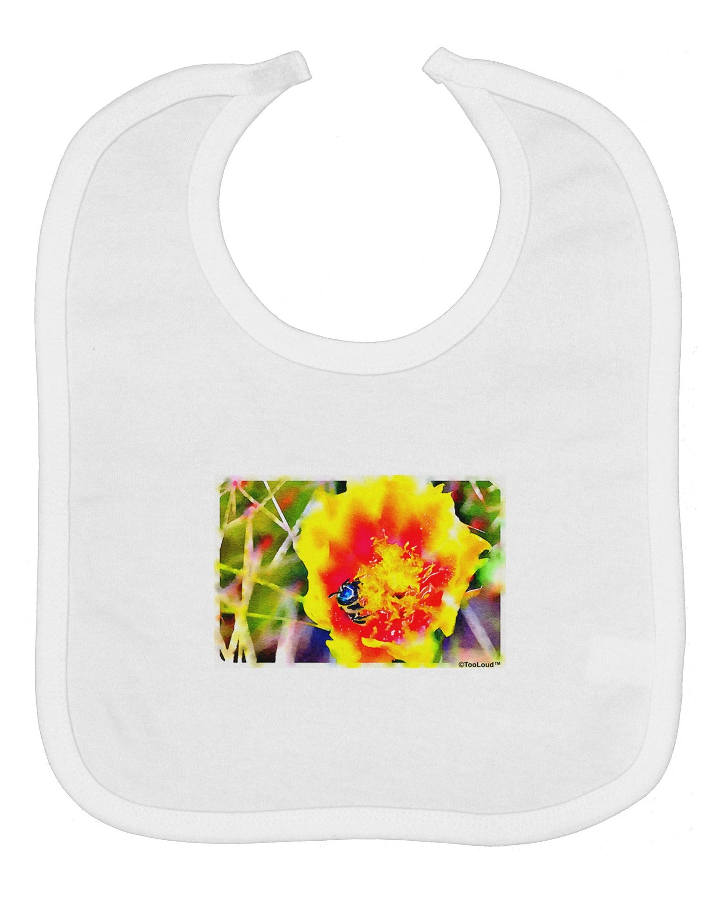 Bee Cactus Watercolor Baby Bib