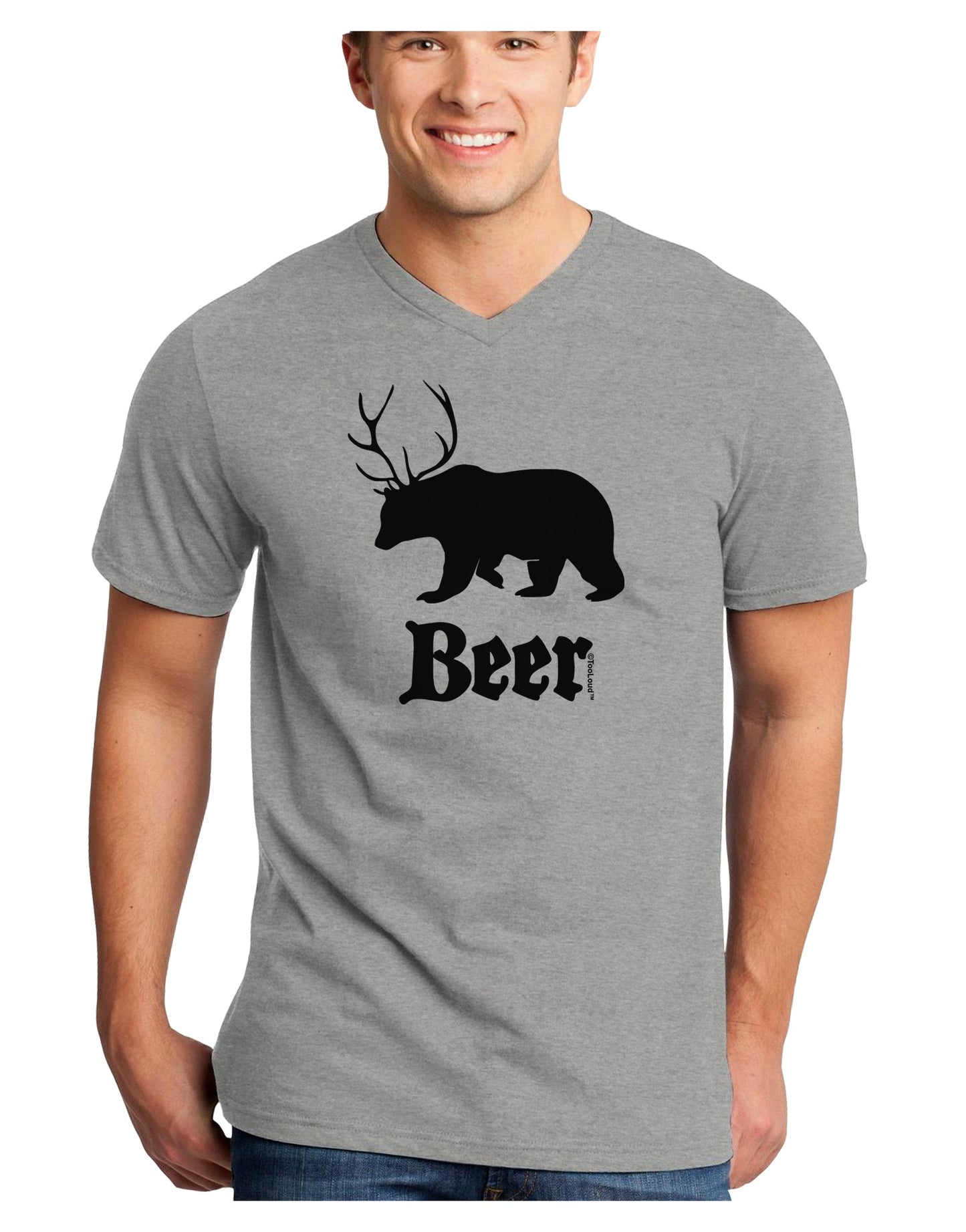 Beer Animal Adult V-Neck T-shirt-Mens V-Neck T-Shirt-TooLoud-HeatherGray-Small-Davson Sales