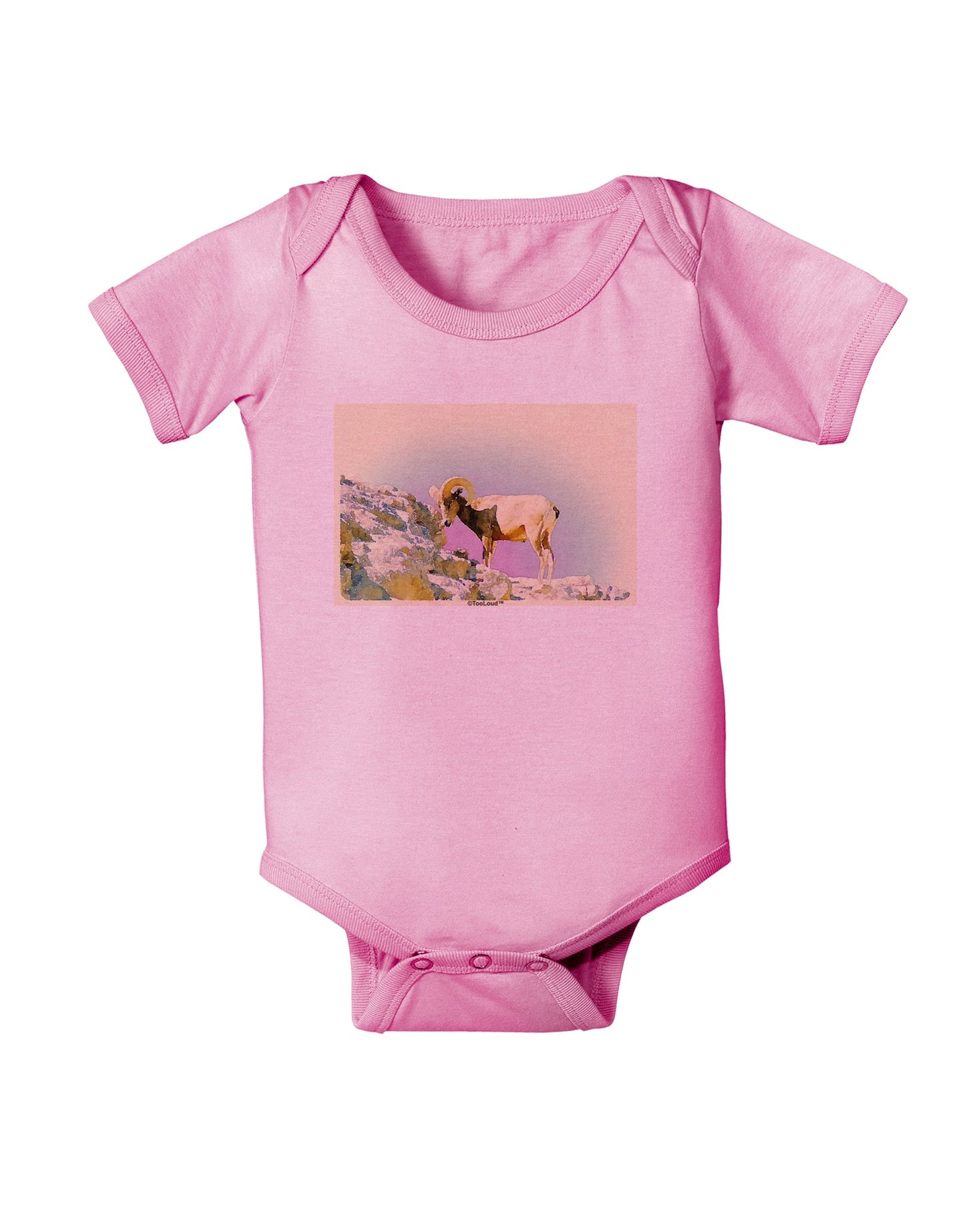 Bighorn Ram Watercolor Baby Romper Bodysuit-Baby Romper-TooLoud-Pink-06-Months-Davson Sales