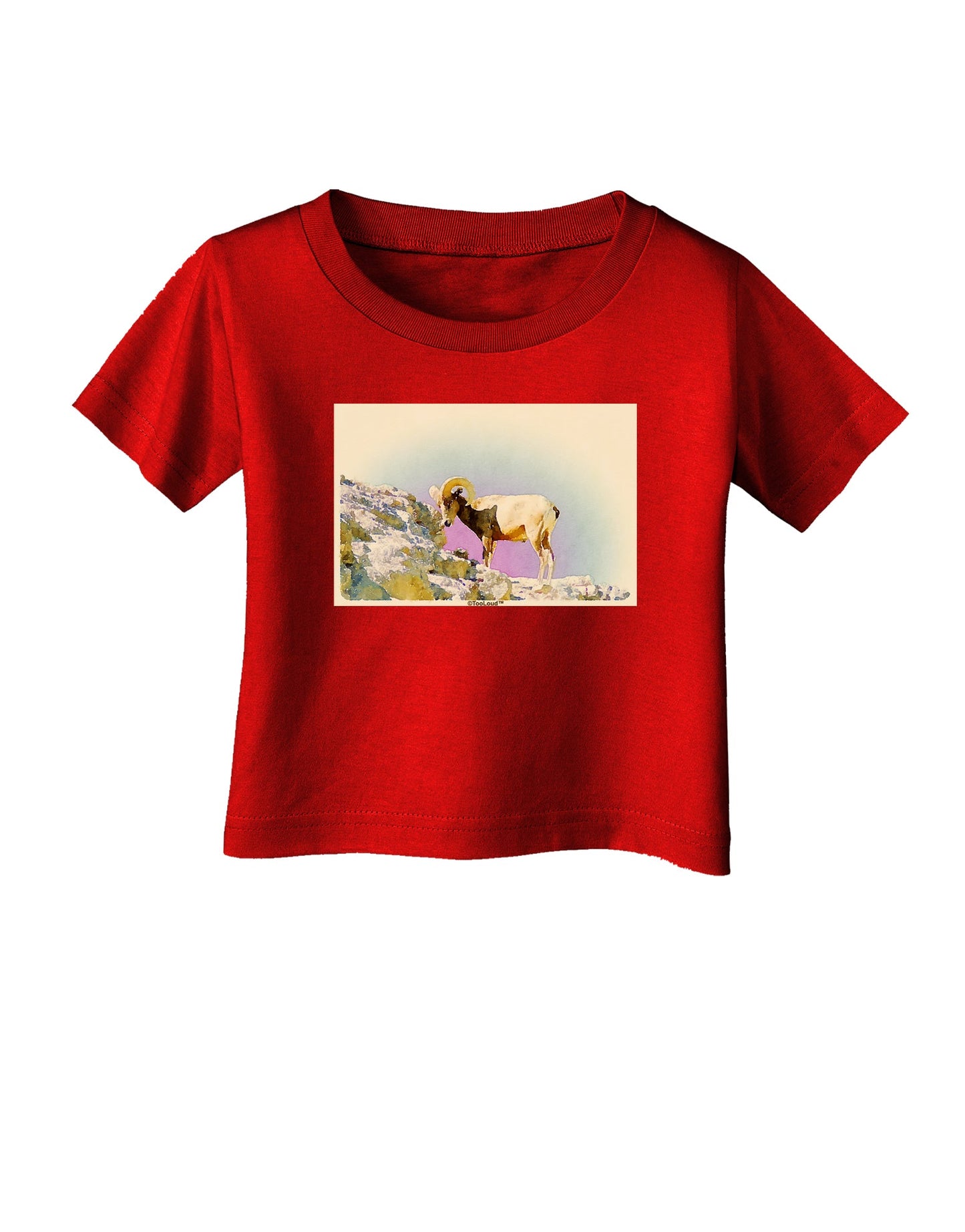 Bighorn Ram Watercolor Infant T-Shirt Dark-Infant T-Shirt-TooLoud-Red-06-Months-Davson Sales