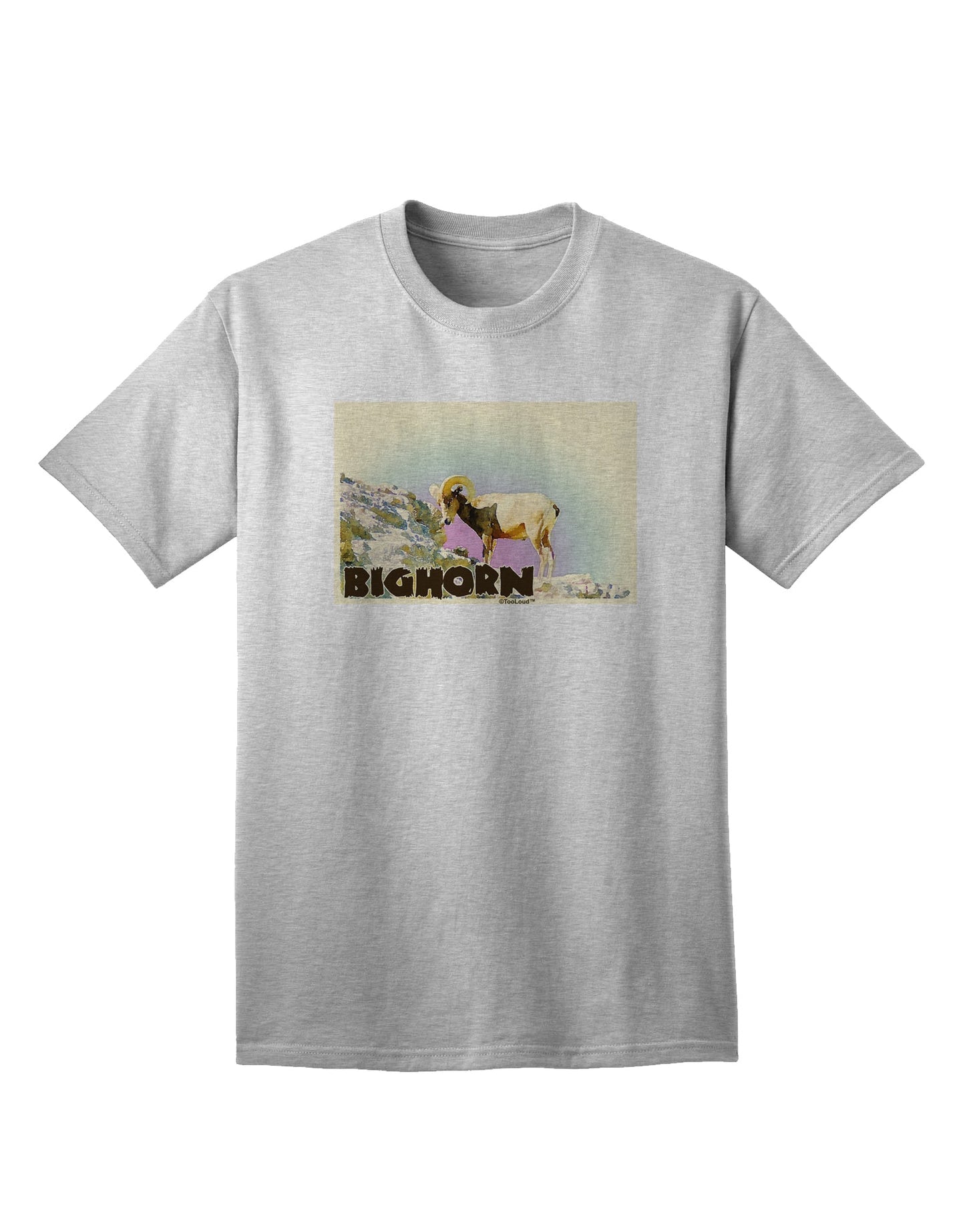Bighorn Ram WatercolorText Adult T-Shirt-Mens T-Shirt-TooLoud-AshGray-Small-Davson Sales