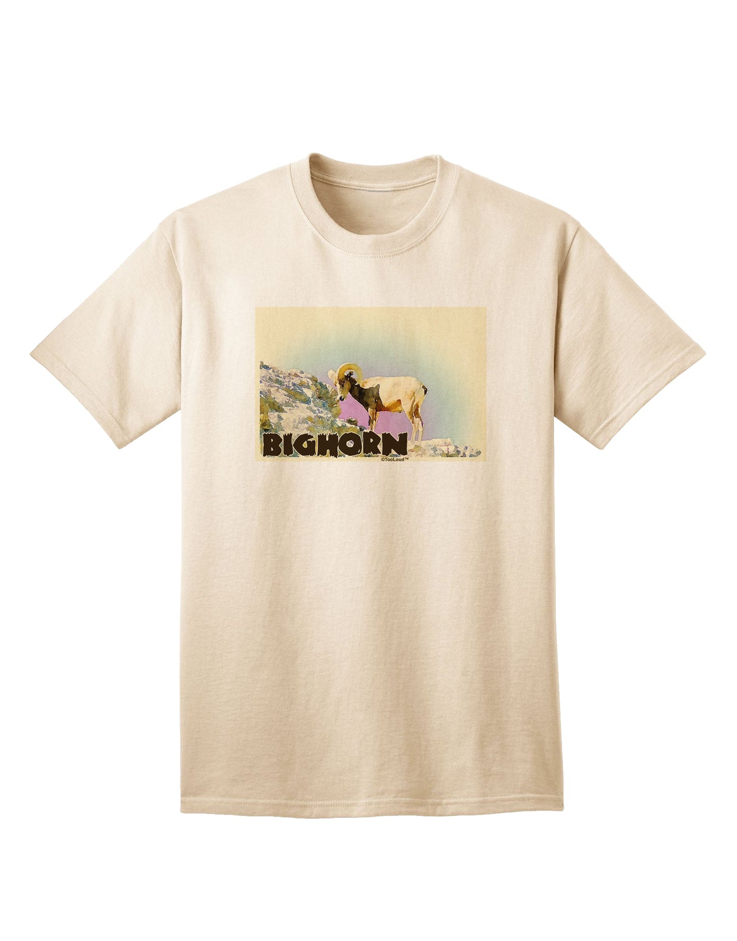 Bighorn Ram WatercolorText Adult T-Shirt-Mens T-Shirt-TooLoud-Natural-Small-Davson Sales