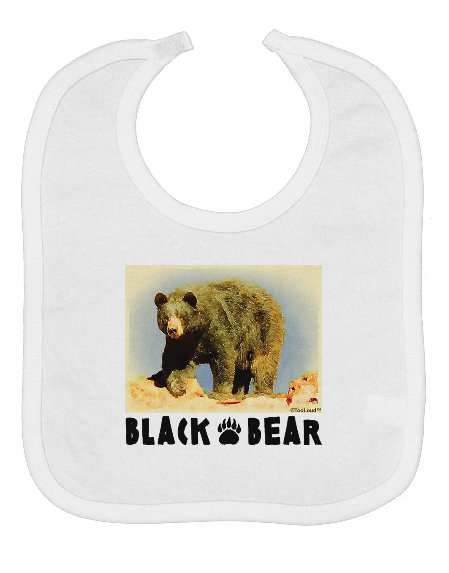 Black Bear Watercolor Baby Bib