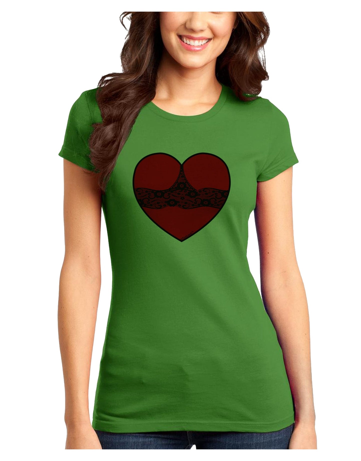 Black Lace Panty Heart Juniors T-Shirt-Womens Juniors T-Shirt-TooLoud-Kiwi-Green-Juniors Fitted X-Small-Davson Sales
