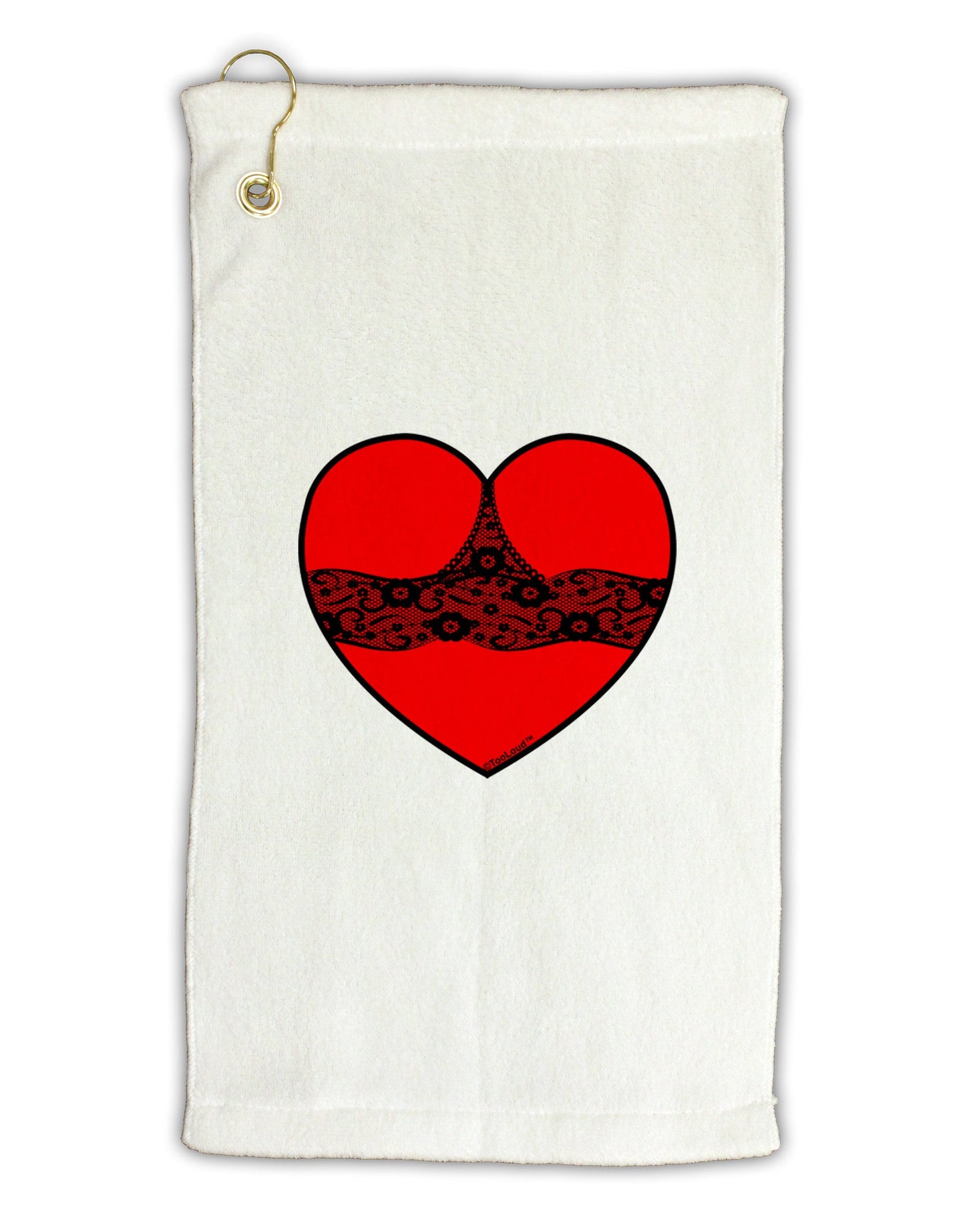 Black Lace Panty Heart Micro Terry Gromet Golf Towel 11"x19-Golf Towel-TooLoud-White-Davson Sales