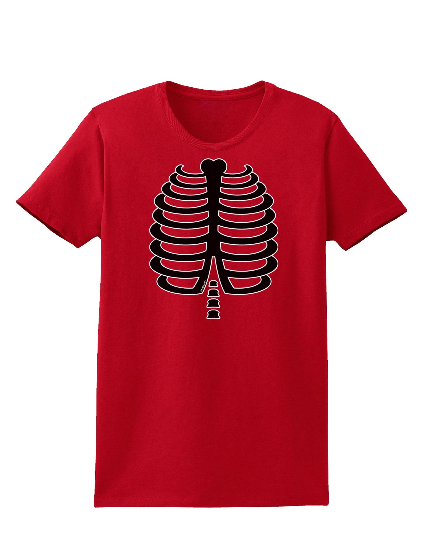 Black Skeleton Ribcage Halloween Womens Dark T-Shirt-TooLoud-Red-X-Small-Davson Sales