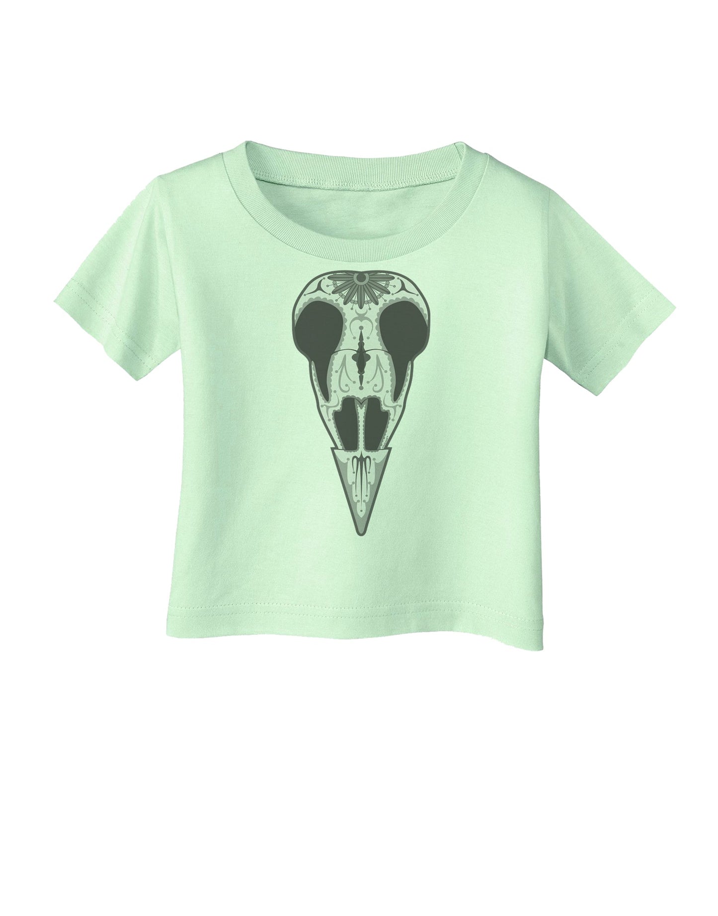 Black and White Mystic Bird Skull Day of the Dead Infant T-Shirt-Infant T-Shirt-TooLoud-Light-Green-06-Months-Davson Sales