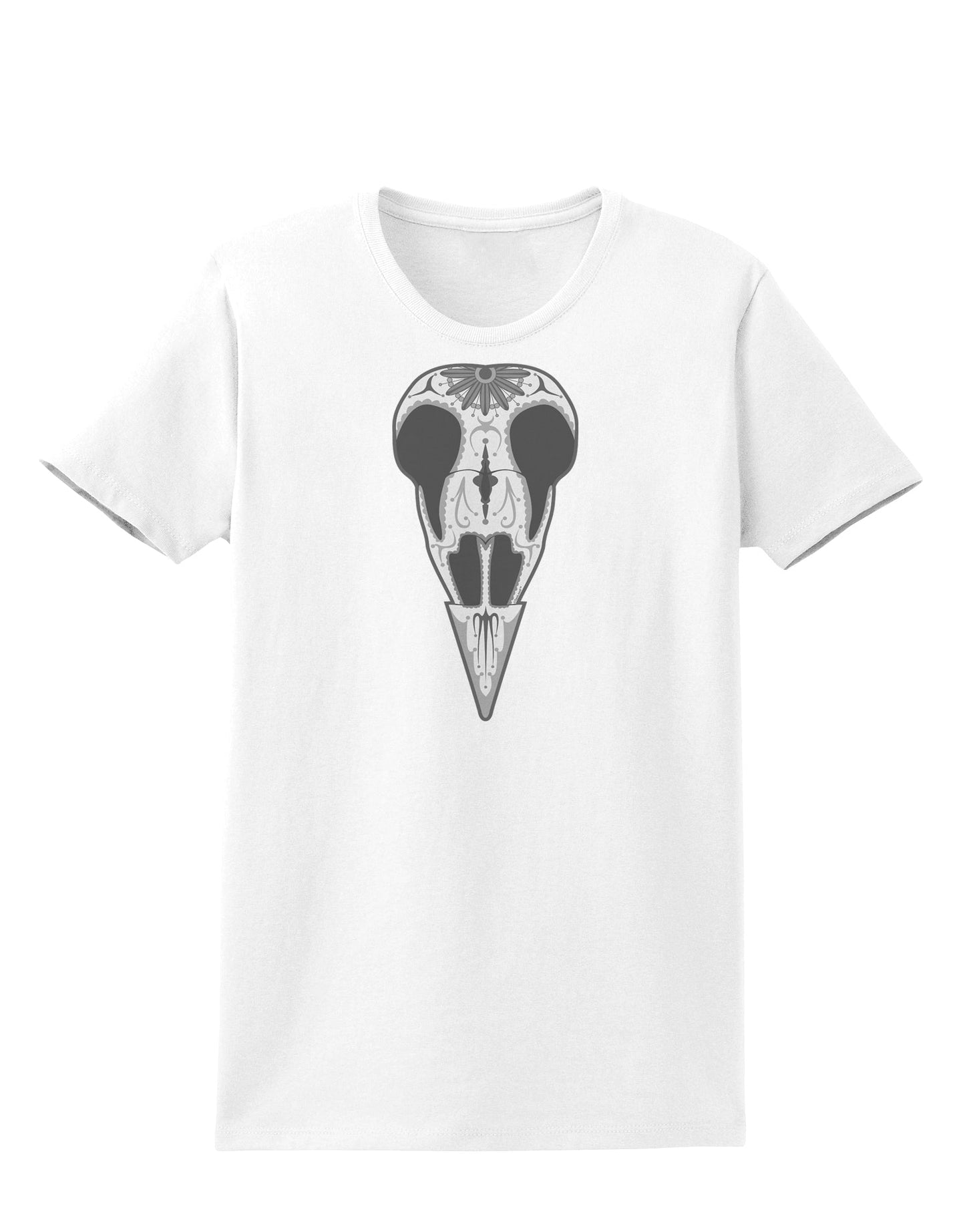 Black and White Mystic Bird Skull Day of the Dead Womens T-Shirt-Womens T-Shirt-TooLoud-White-X-Small-Davson Sales