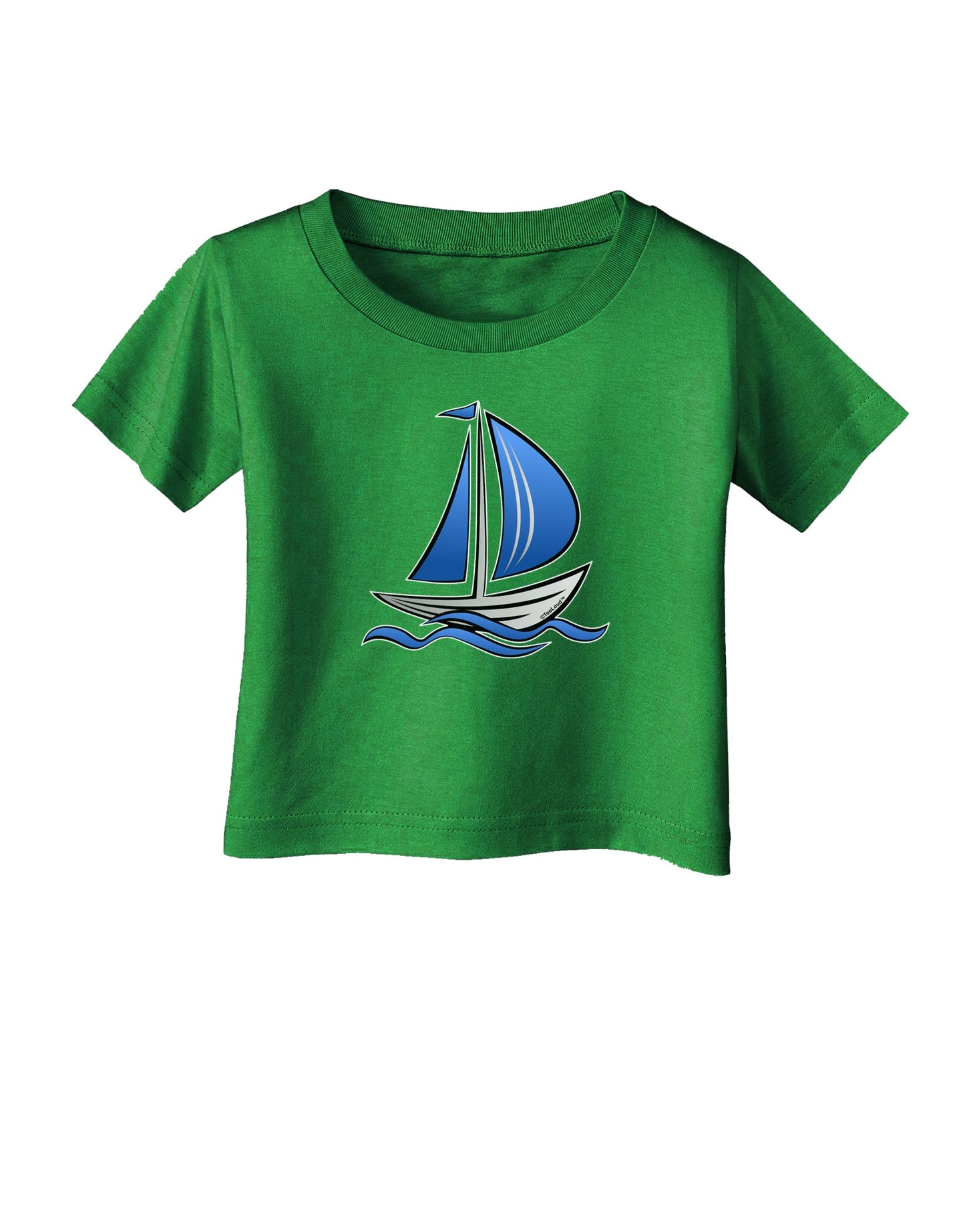 Blue Sailboat Infant T-Shirt Dark-Infant T-Shirt-TooLoud-Clover-Green-06-Months-Davson Sales