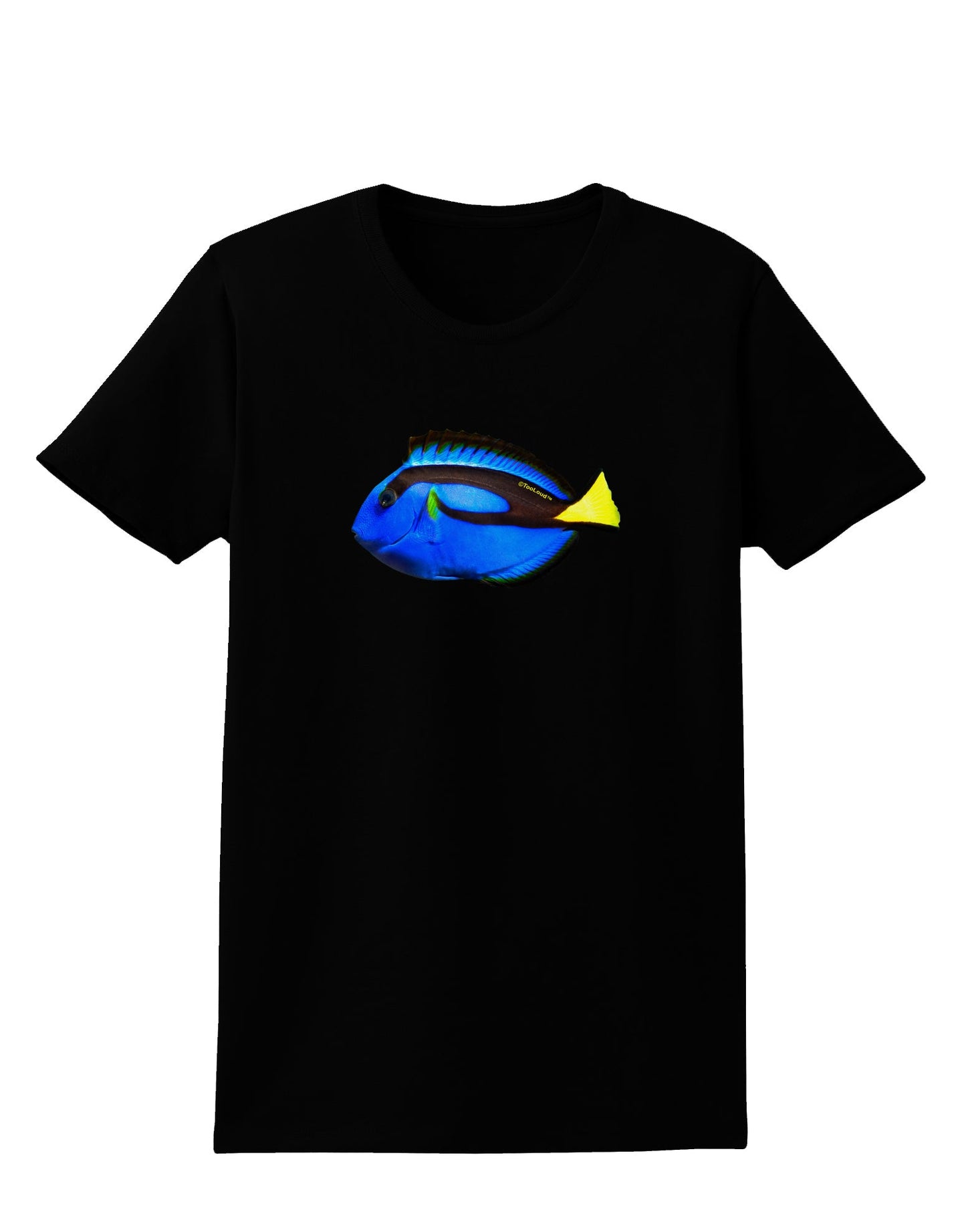 Blue Tang Fish Womens Dark T-Shirt-TooLoud-Black-X-Small-Davson Sales