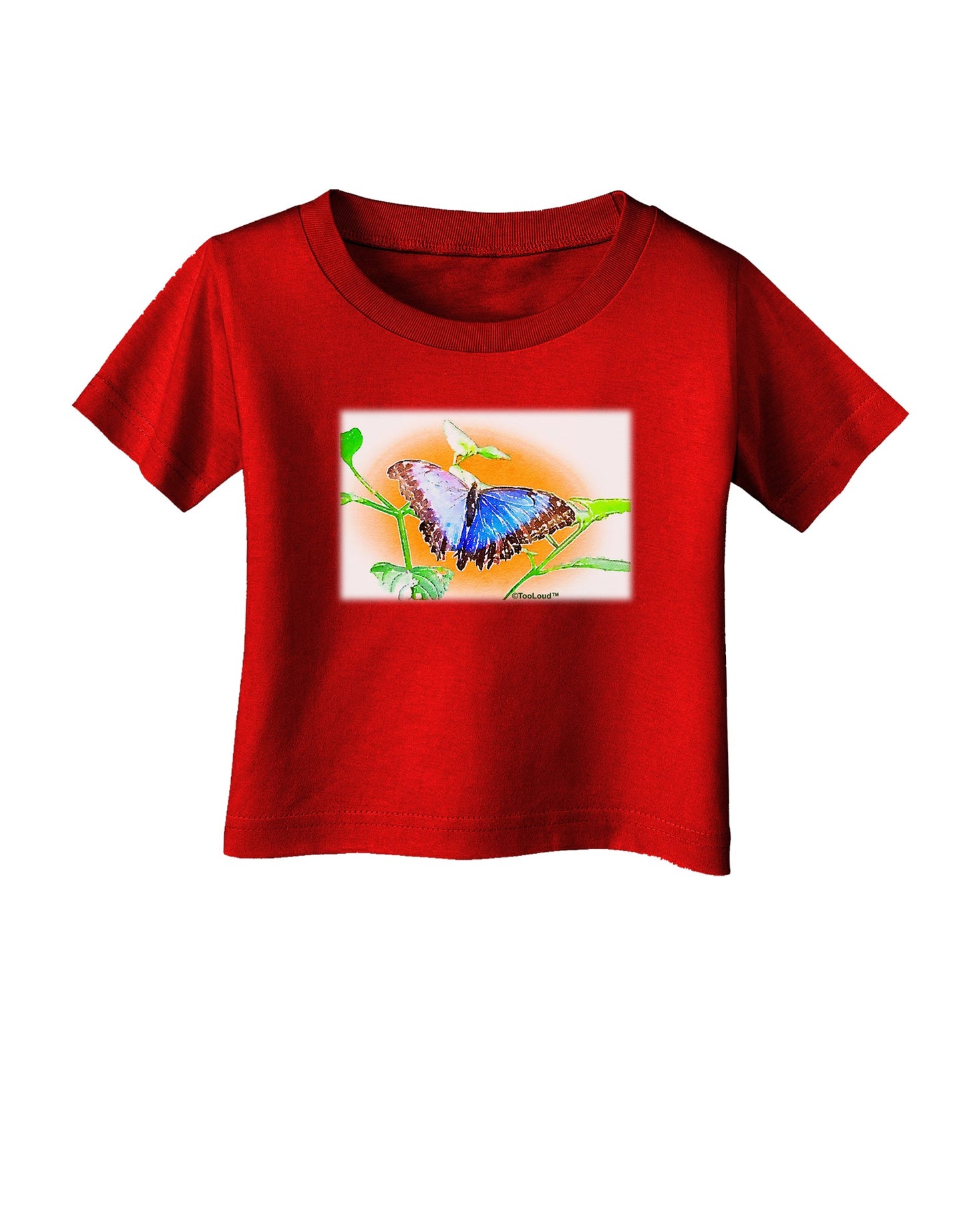 Blue Watercolor Butterfly Infant T-Shirt Dark-Infant T-Shirt-TooLoud-Red-06-Months-Davson Sales
