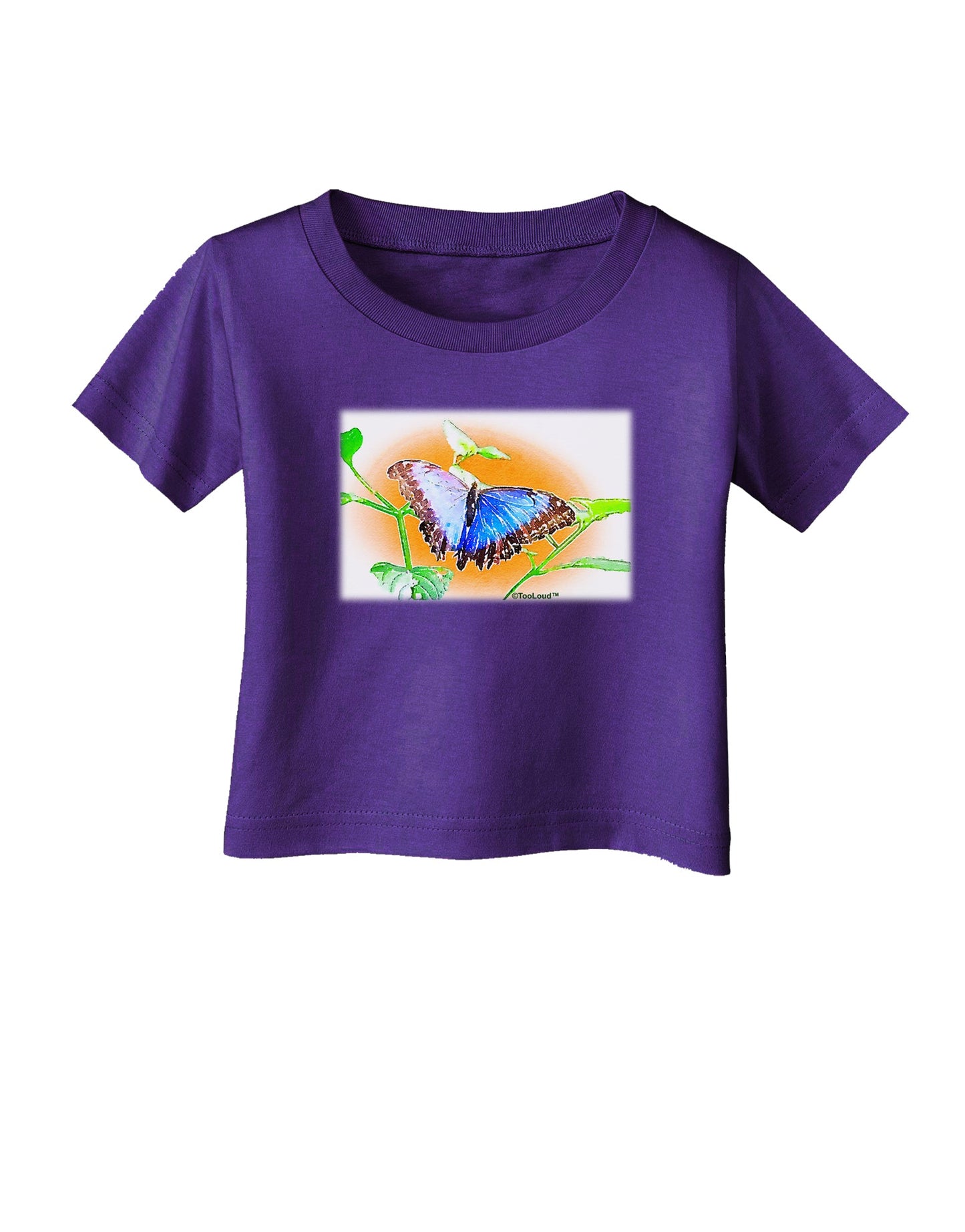 Blue Watercolor Butterfly Infant T-Shirt Dark-Infant T-Shirt-TooLoud-Purple-06-Months-Davson Sales