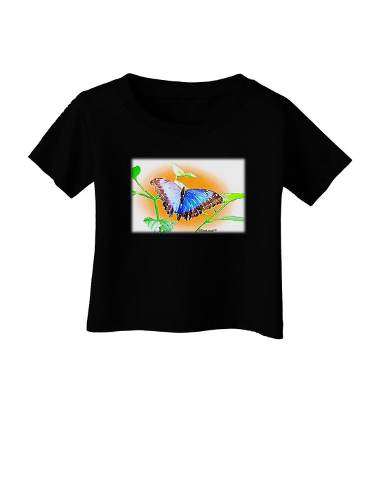 Blue Watercolor Butterfly Infant T-Shirt Dark-Infant T-Shirt-TooLoud-Black-06-Months-Davson Sales