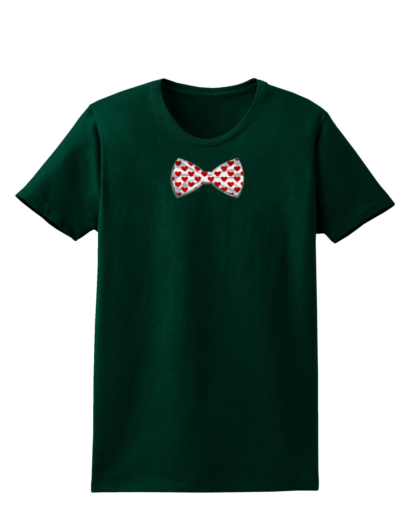 Bow Tie Hearts Womens Dark T-Shirt-TooLoud-Forest-Green-Small-Davson Sales