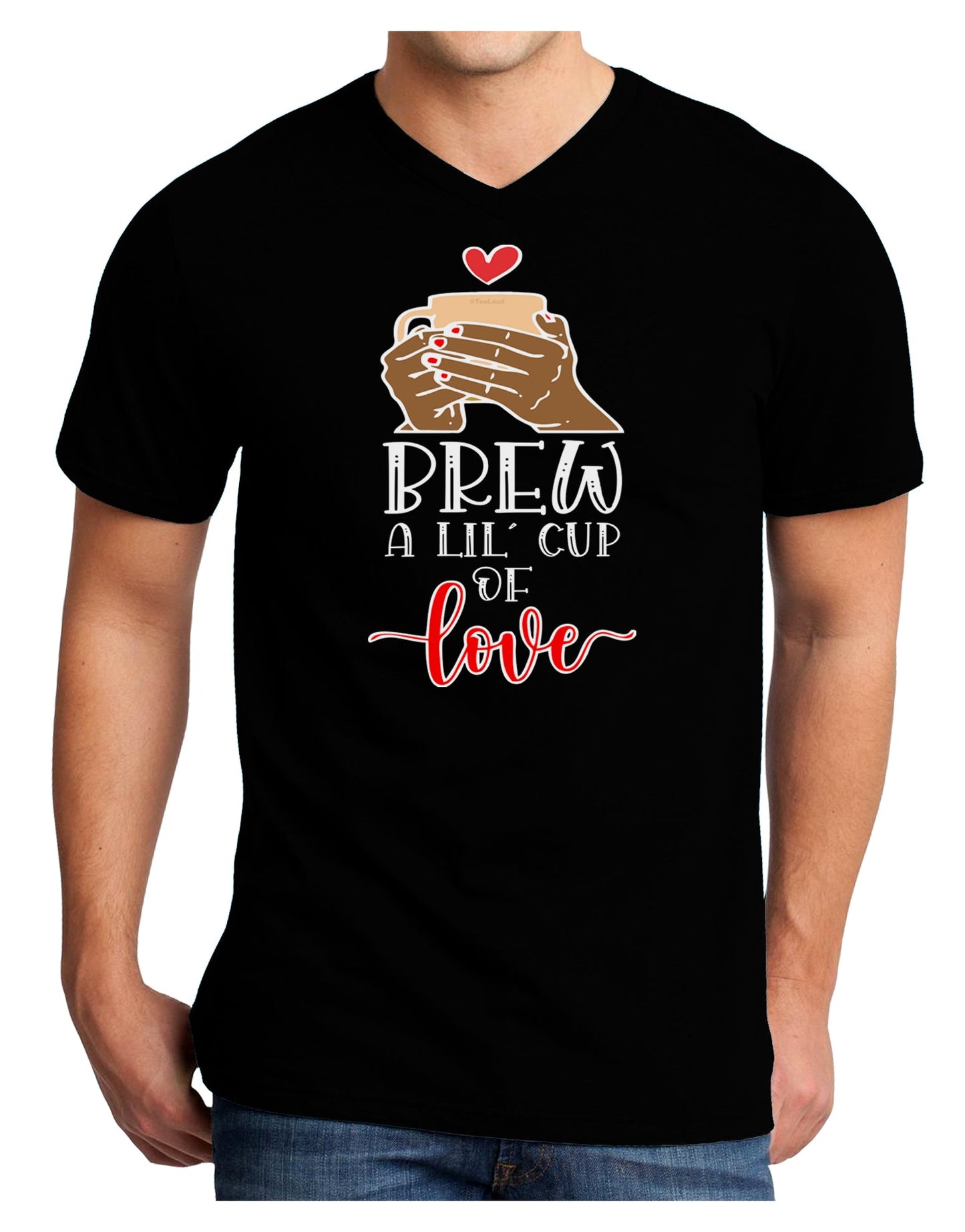 Brew a lil cup of love Adult V-Neck T-shirt-Mens T-Shirt-TooLoud-Black-Small-Davson Sales