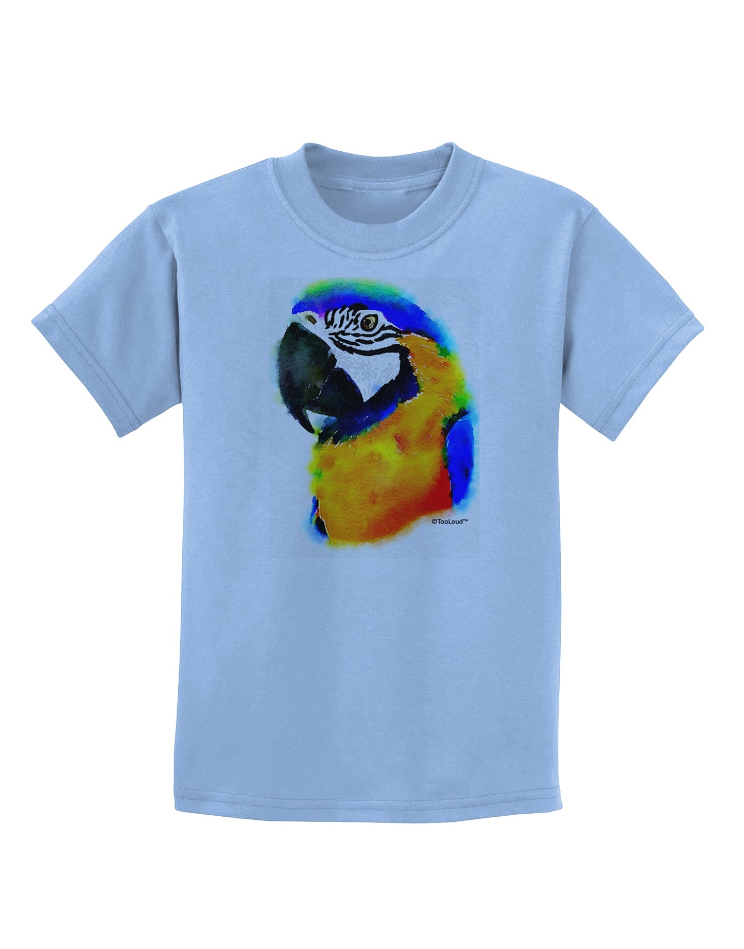 Brightly Colored Parrot Watercolor Childrens T-Shirt-Childrens T-Shirt-TooLoud-Light-Blue-X-Small-Davson Sales