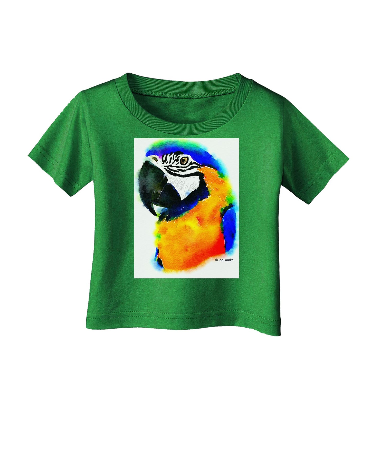 Brightly Colored Parrot Watercolor Infant T-Shirt Dark-Infant T-Shirt-TooLoud-Clover-Green-06-Months-Davson Sales