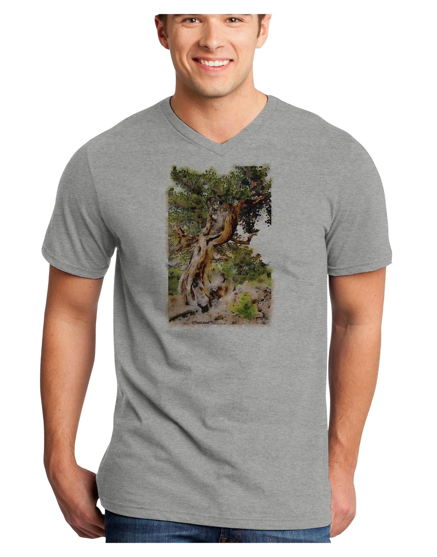 Bristlecone Pines Adult V-Neck T-shirt-Mens V-Neck T-Shirt-TooLoud-HeatherGray-Small-Davson Sales