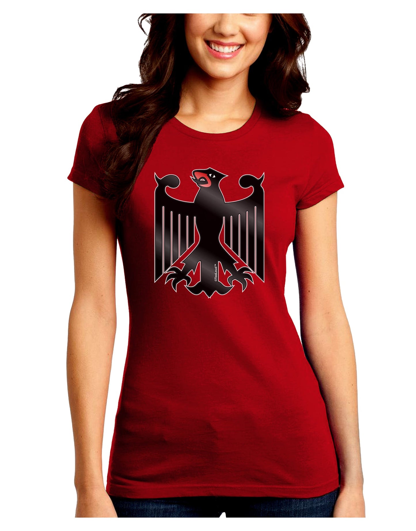 Bundeswehr Logo Juniors Petite Crew Dark T-Shirt-T-Shirts Juniors Tops-TooLoud-Red-Juniors Fitted Small-Davson Sales