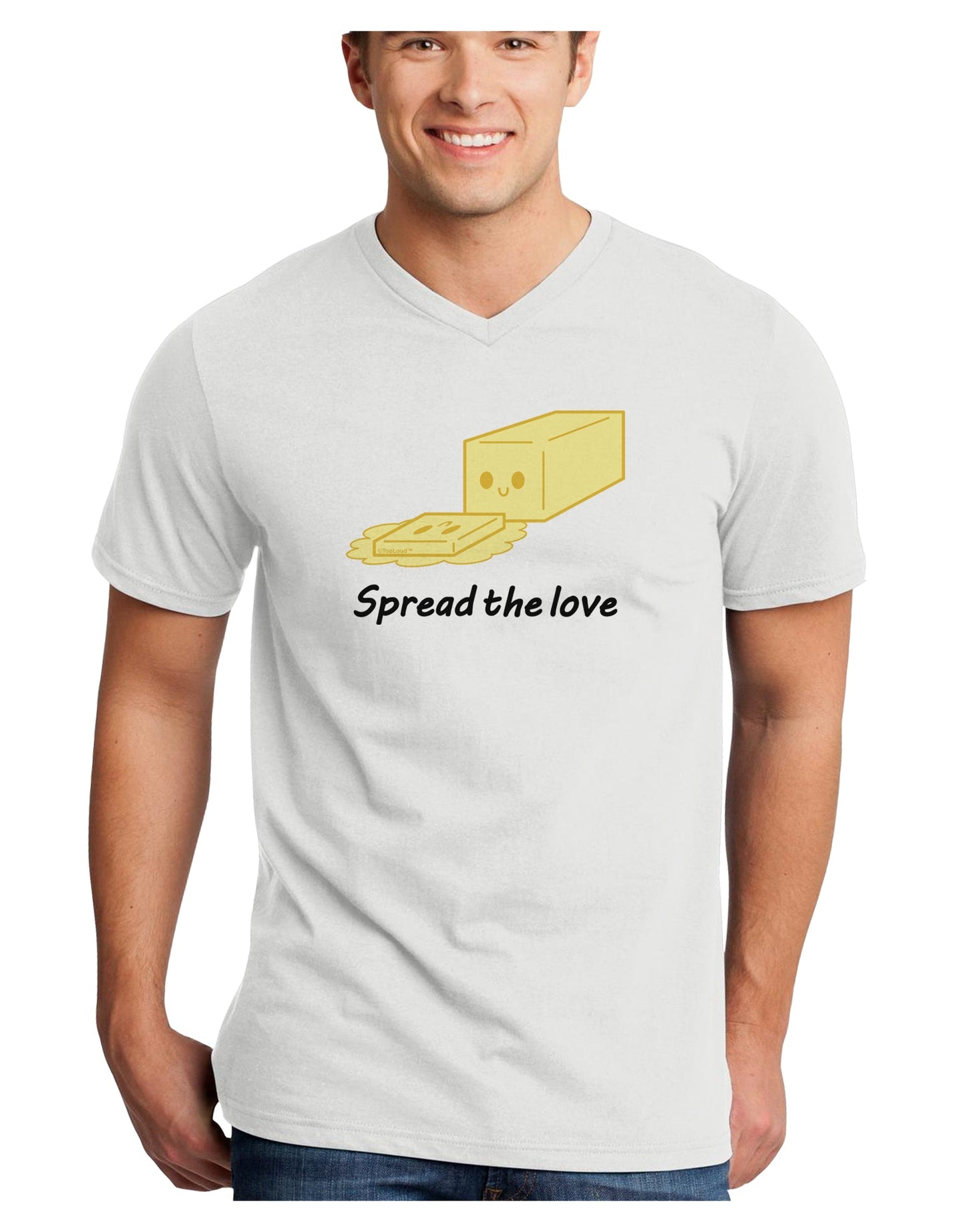 Butter - Spread the Love Adult V-Neck T-shirt-Mens V-Neck T-Shirt-TooLoud-White-Small-Davson Sales