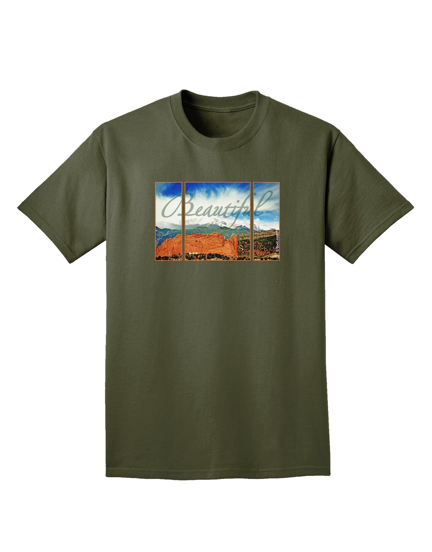CO Beautiful View Text Adult Dark T-Shirt-Mens T-Shirt-TooLoud-Military-Green-Small-Davson Sales