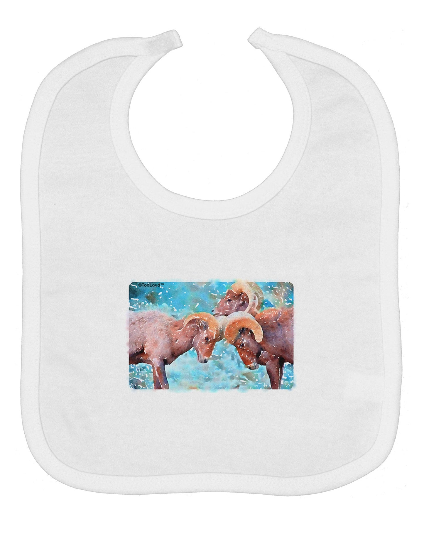 CO Bighorn Head Butt Watercolor Baby Bib