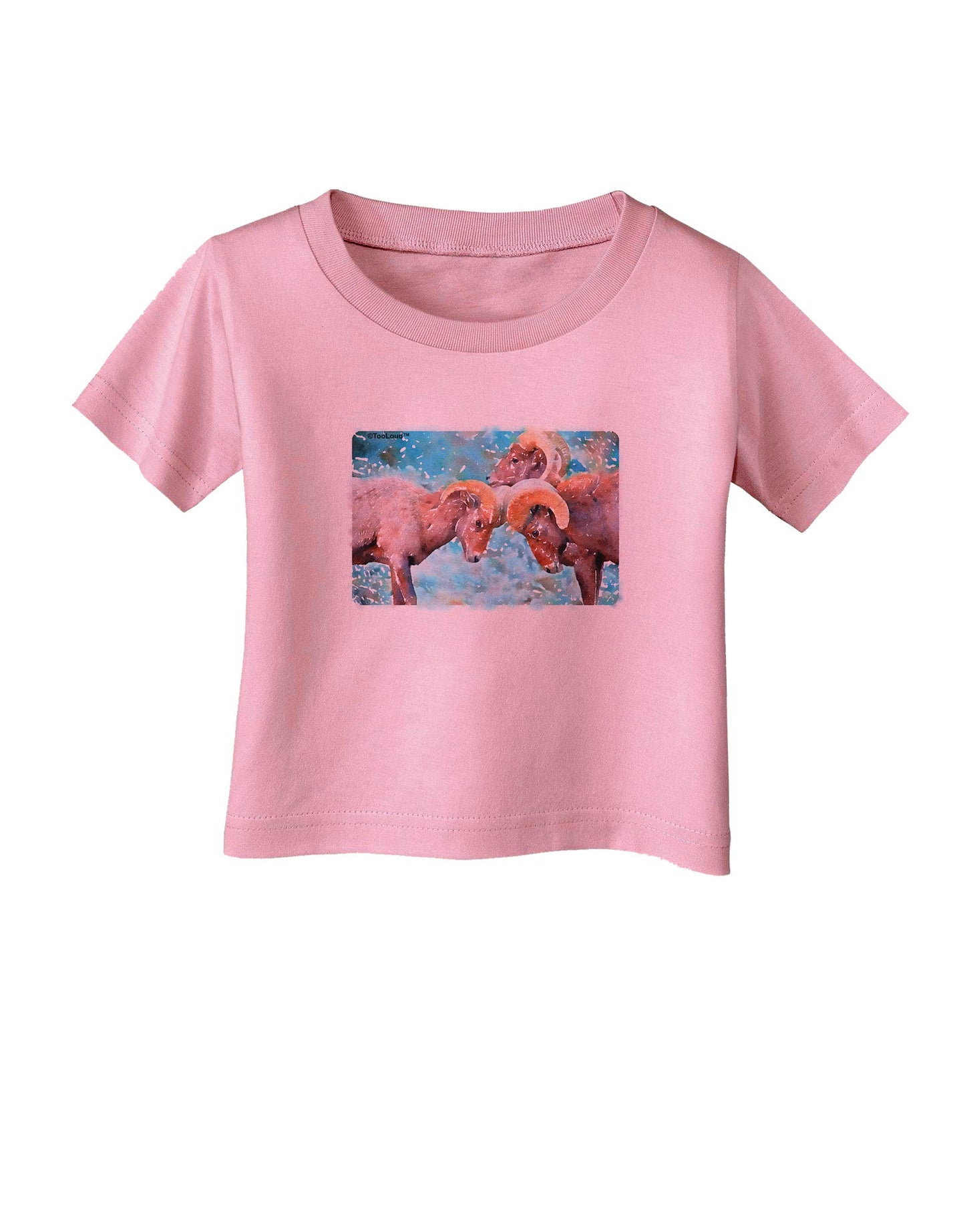CO Bighorn Head Butt Watercolor Infant T-Shirt-Infant T-Shirt-TooLoud-Candy-Pink-06-Months-Davson Sales