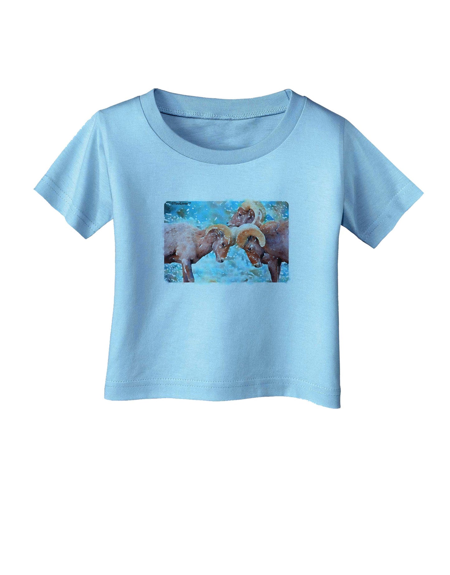 CO Bighorn Head Butt Watercolor Infant T-Shirt-Infant T-Shirt-TooLoud-Aquatic-Blue-06-Months-Davson Sales
