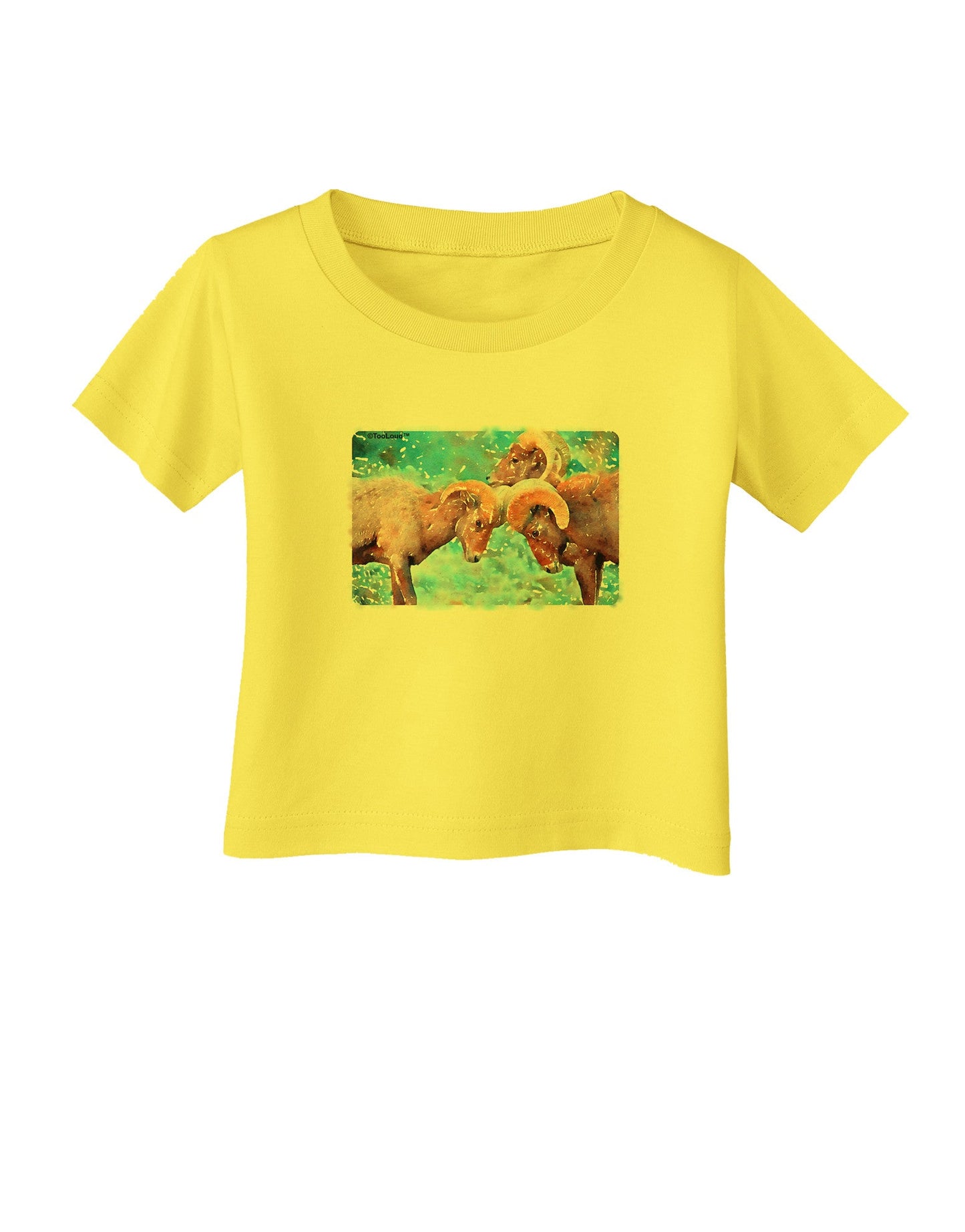 CO Bighorn Head Butt Watercolor Infant T-Shirt-Infant T-Shirt-TooLoud-Yellow-06-Months-Davson Sales