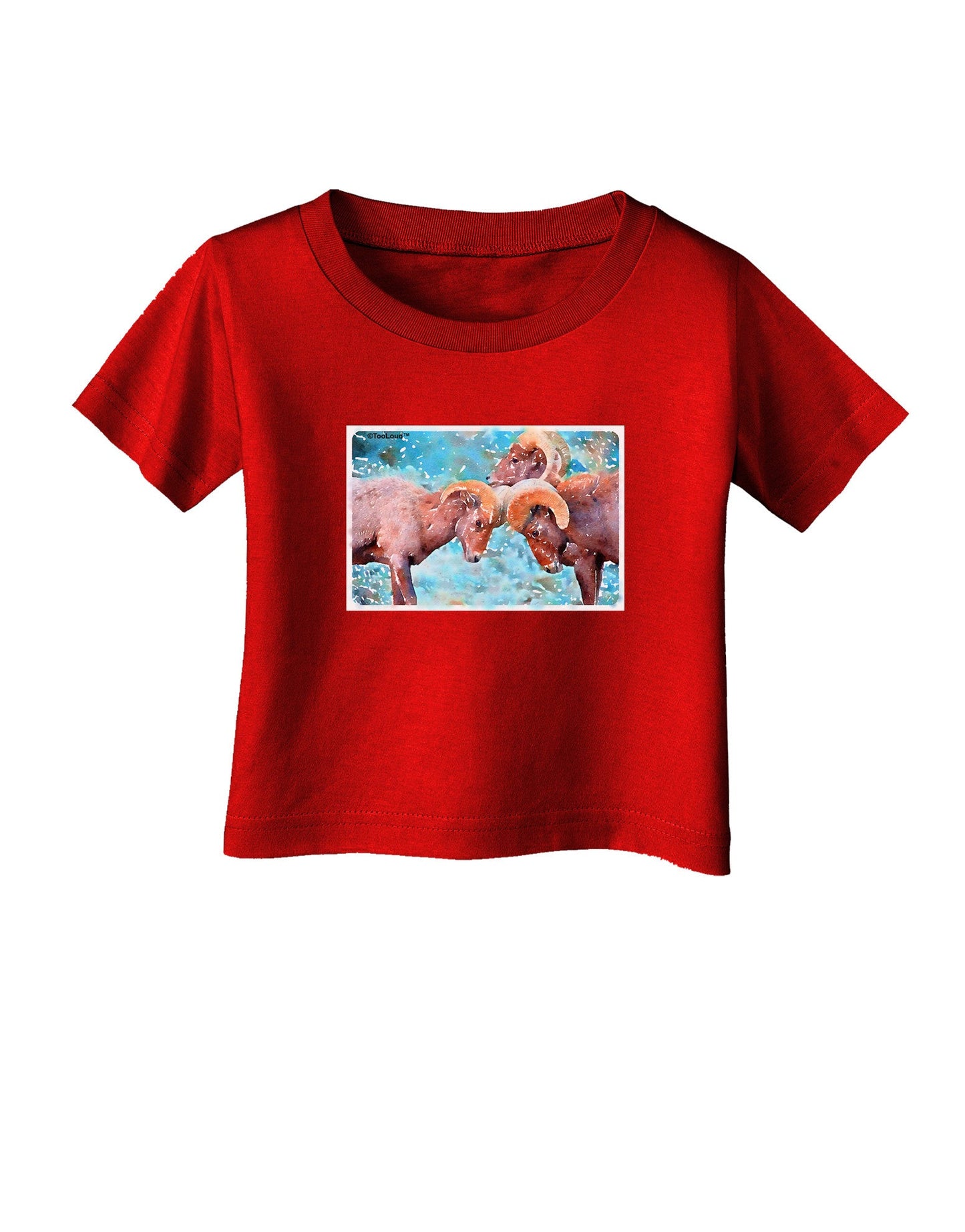 CO Bighorn Head Butt Watercolor Infant T-Shirt Dark-Infant T-Shirt-TooLoud-Red-06-Months-Davson Sales