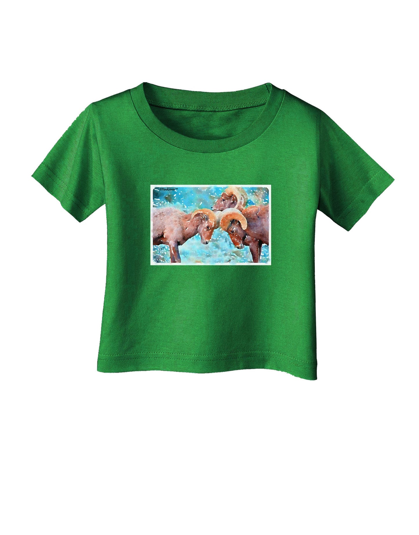CO Bighorn Head Butt Watercolor Infant T-Shirt Dark-Infant T-Shirt-TooLoud-Clover-Green-06-Months-Davson Sales