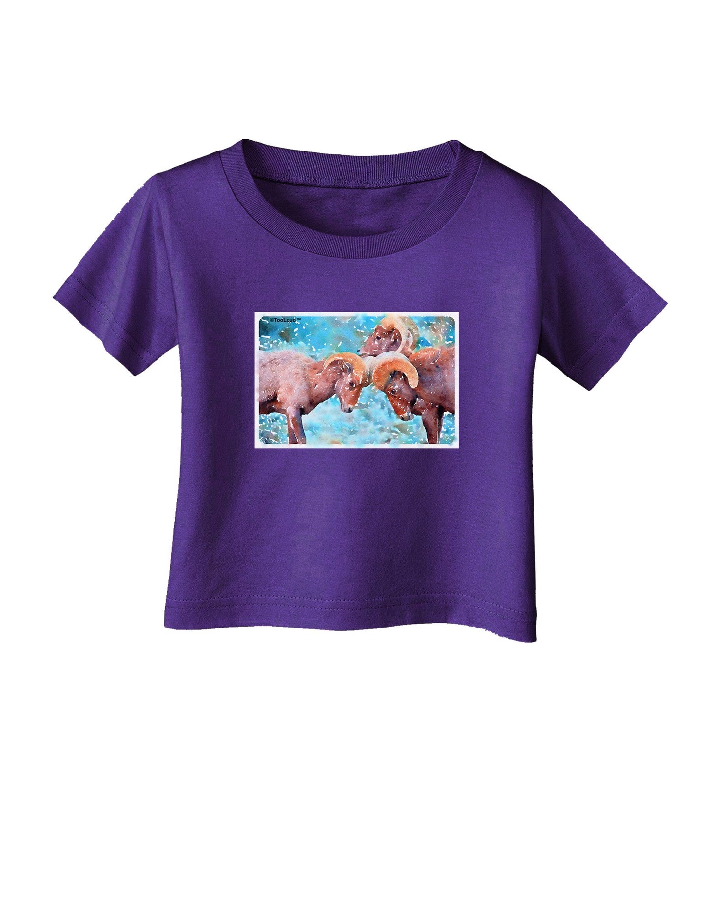 CO Bighorn Head Butt Watercolor Infant T-Shirt Dark-Infant T-Shirt-TooLoud-Purple-06-Months-Davson Sales