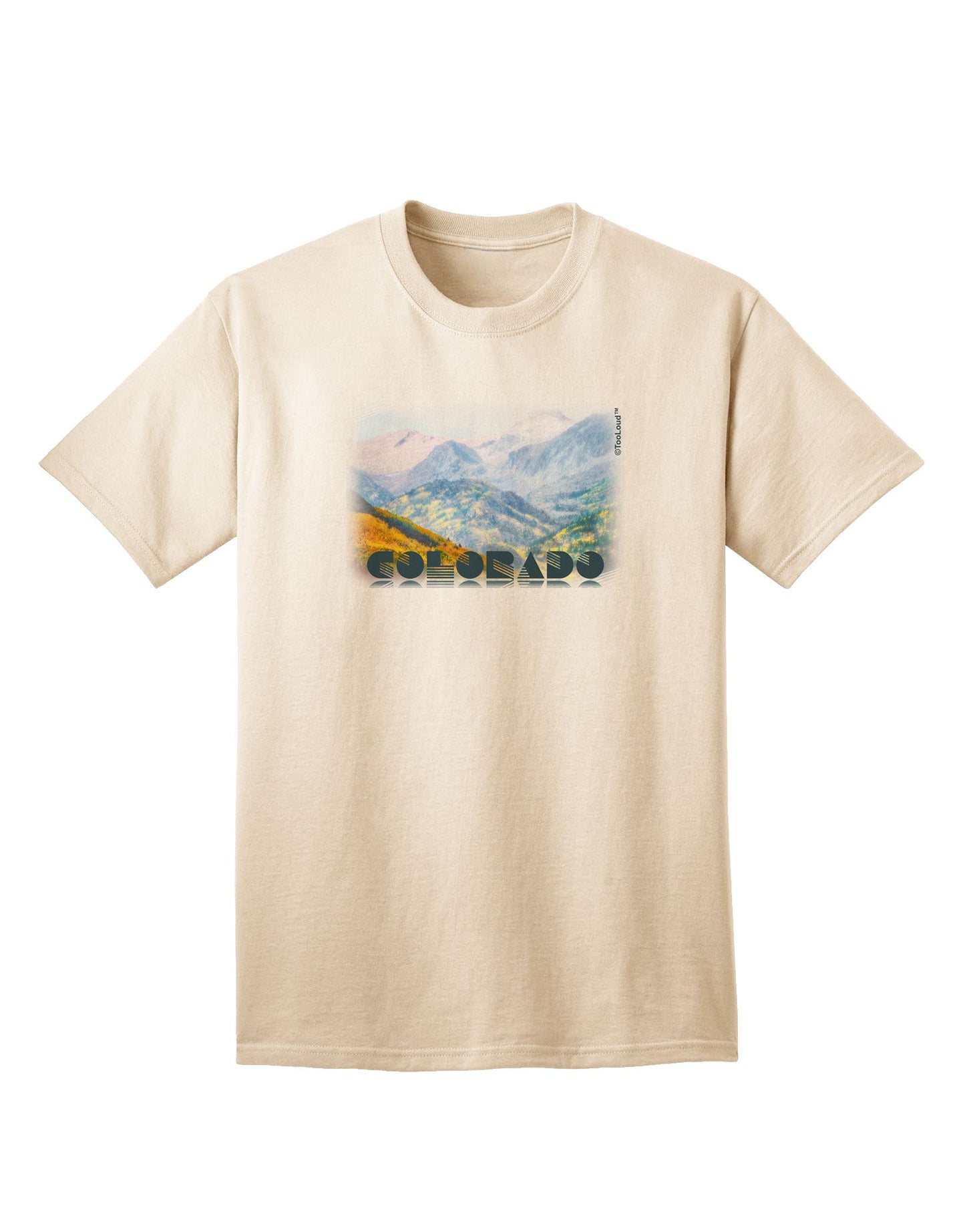 CO Fog Mountains Text Adult T-Shirt-Mens T-Shirt-TooLoud-Natural-Small-Davson Sales