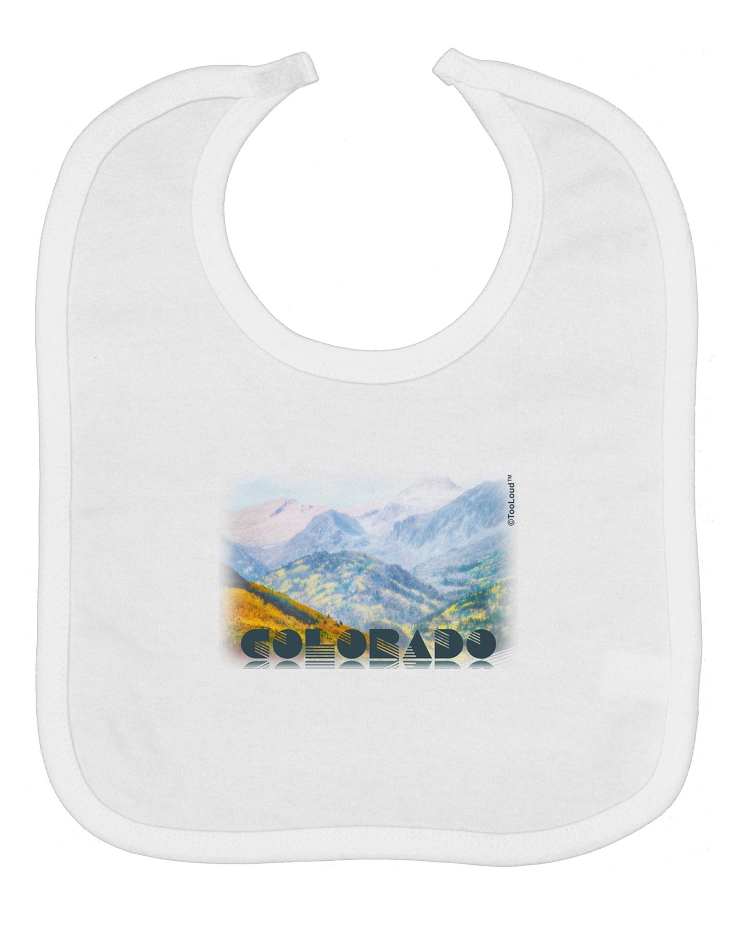 CO Fog Mountains Text Baby Bib