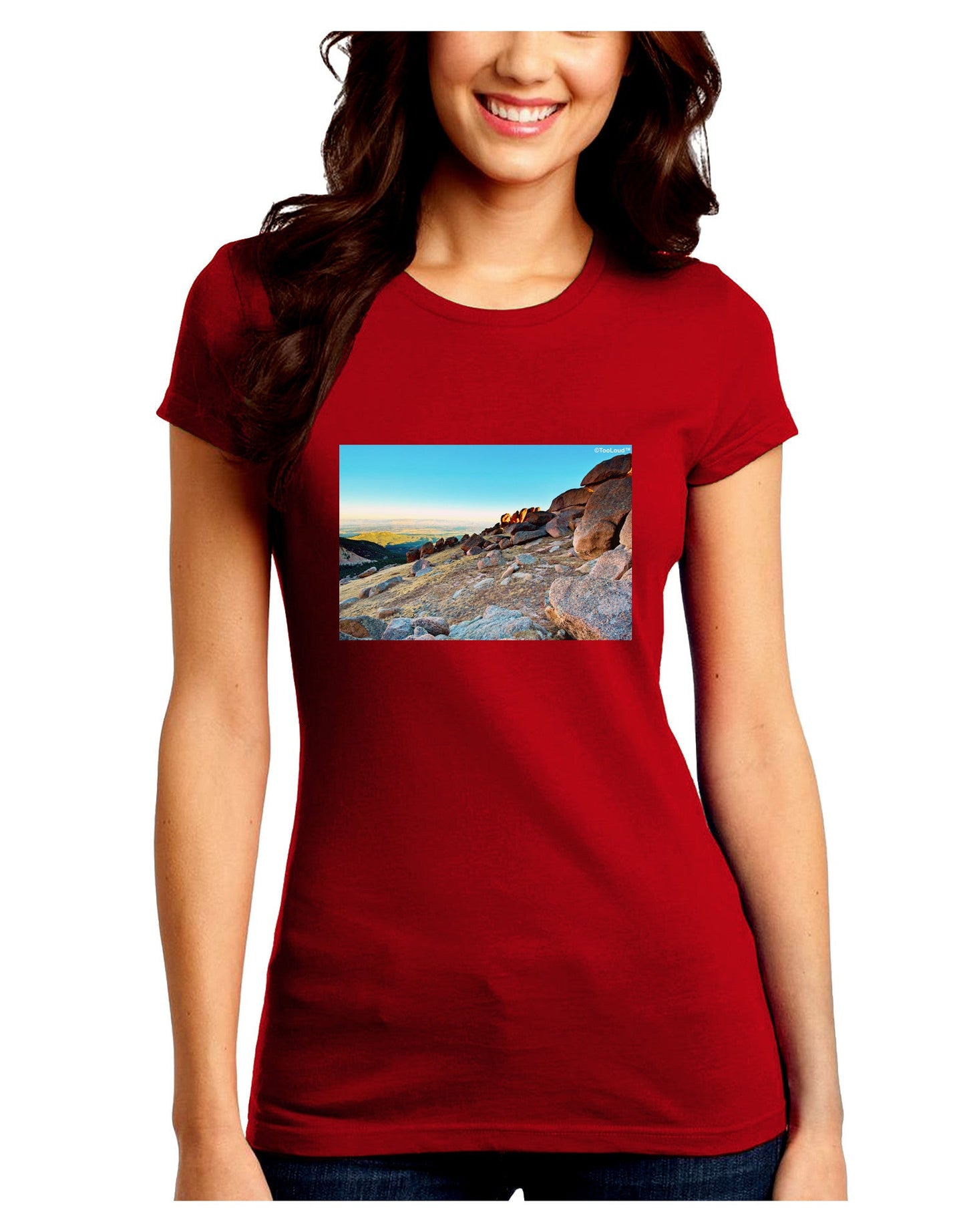 CO Rockies View Juniors Petite Crew Dark T-Shirt-T-Shirts Juniors Tops-TooLoud-Red-Juniors Fitted Small-Davson Sales