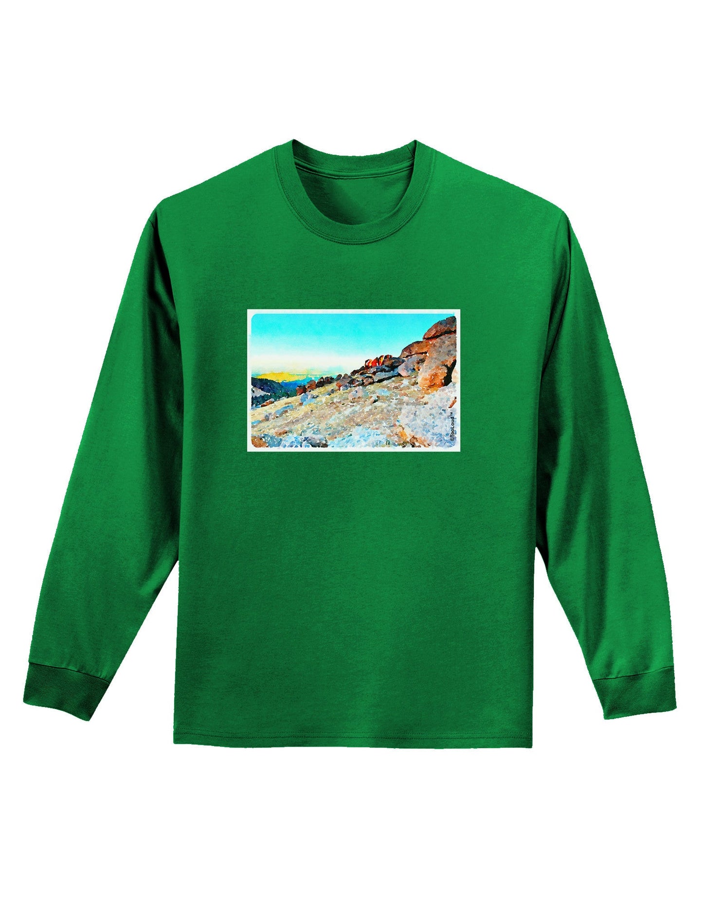 CO Rockies View Watercolor Adult Long Sleeve Dark T-Shirt-TooLoud-Kelly-Green-Small-Davson Sales