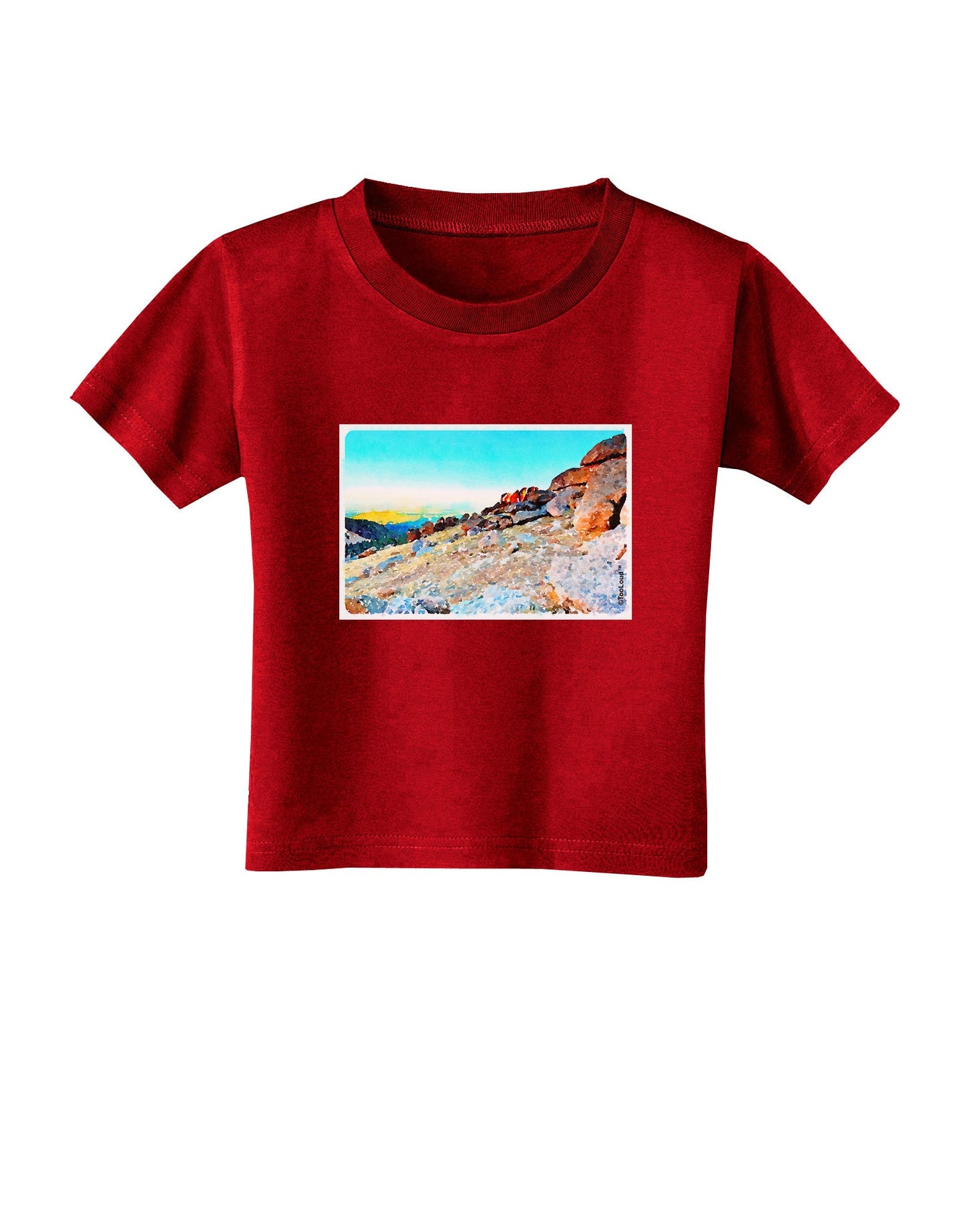 CO Rockies View Watercolor Toddler T-Shirt Dark-Toddler T-Shirt-TooLoud-Red-2T-Davson Sales
