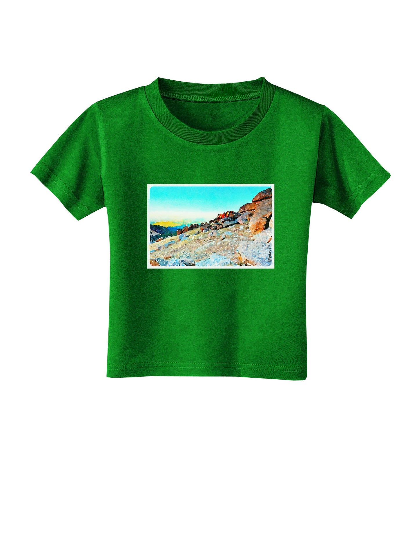 CO Rockies View Watercolor Toddler T-Shirt Dark-Toddler T-Shirt-TooLoud-Clover-Green-2T-Davson Sales