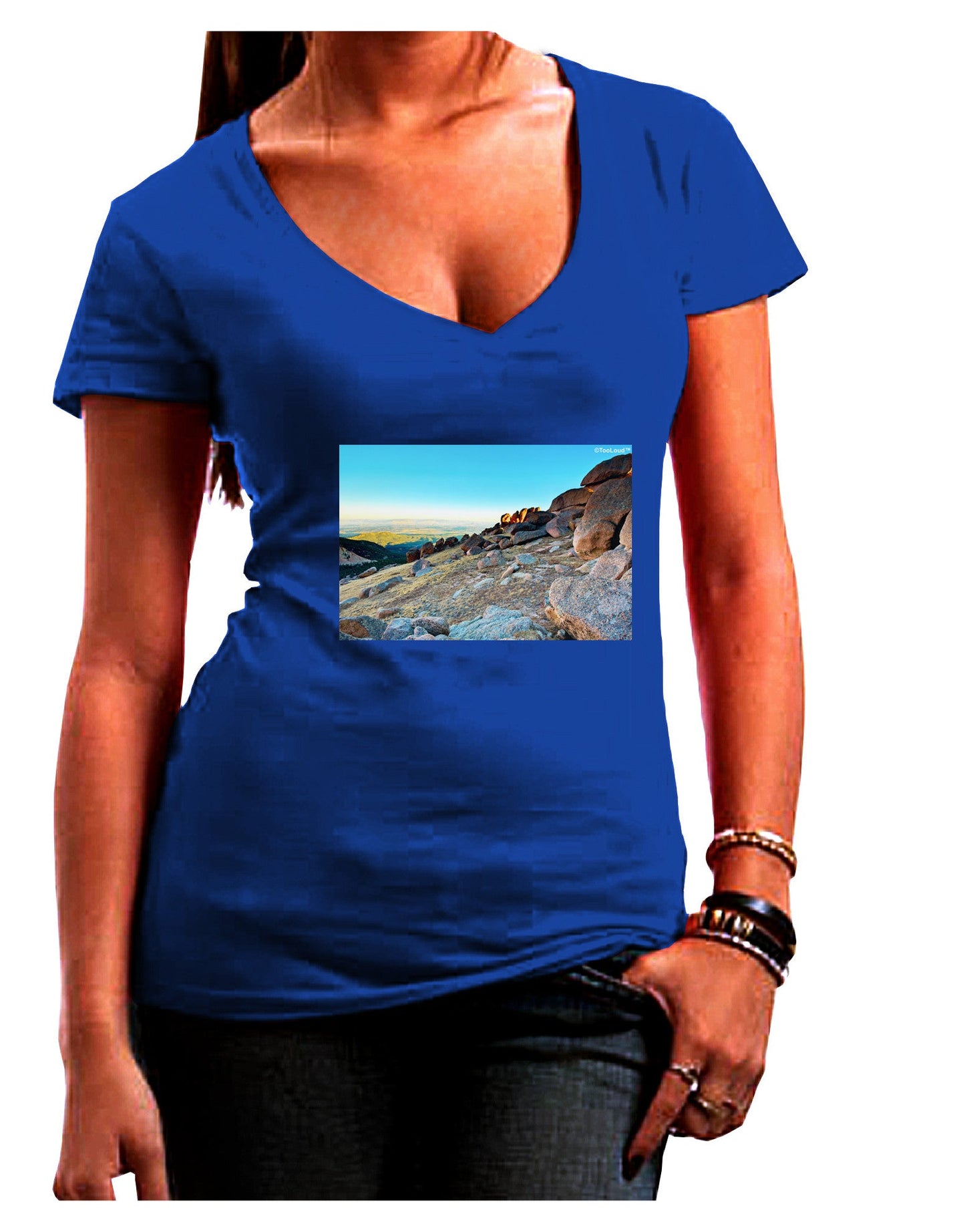CO Rockies View Womens V-Neck Dark T-Shirt-Womens V-Neck T-Shirts-TooLoud-Royal-Blue-Juniors Fitted Small-Davson Sales