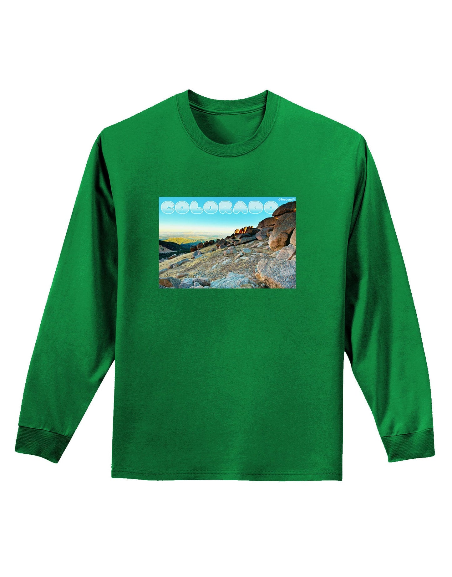 CO Rockies View with Text Adult Long Sleeve Dark T-Shirt-TooLoud-Kelly-Green-Small-Davson Sales