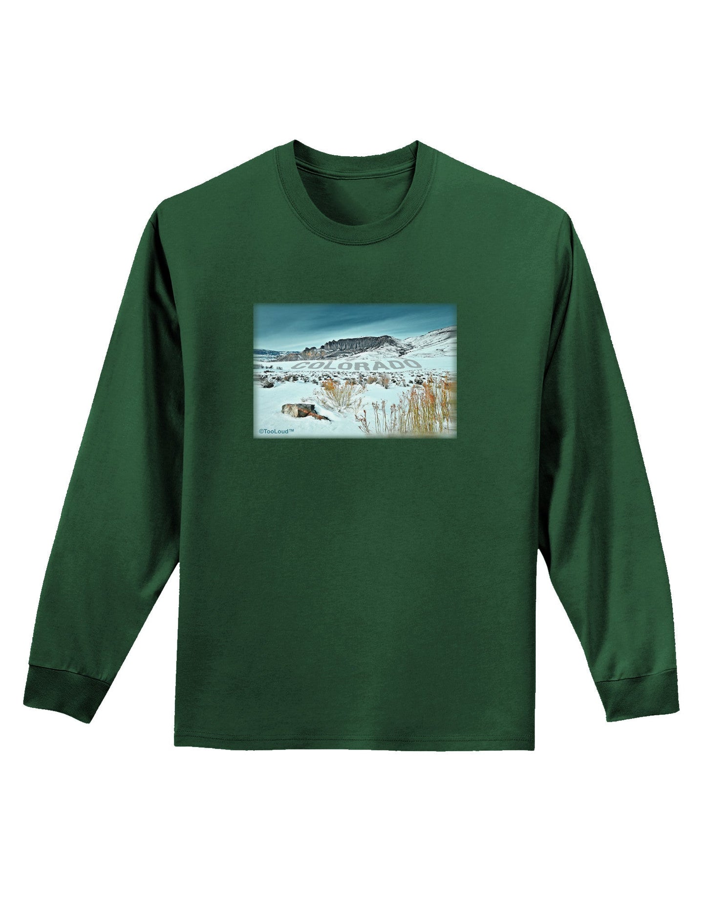 CO Snow Scene Text Adult Long Sleeve Dark T-Shirt-TooLoud-Dark-Green-Small-Davson Sales